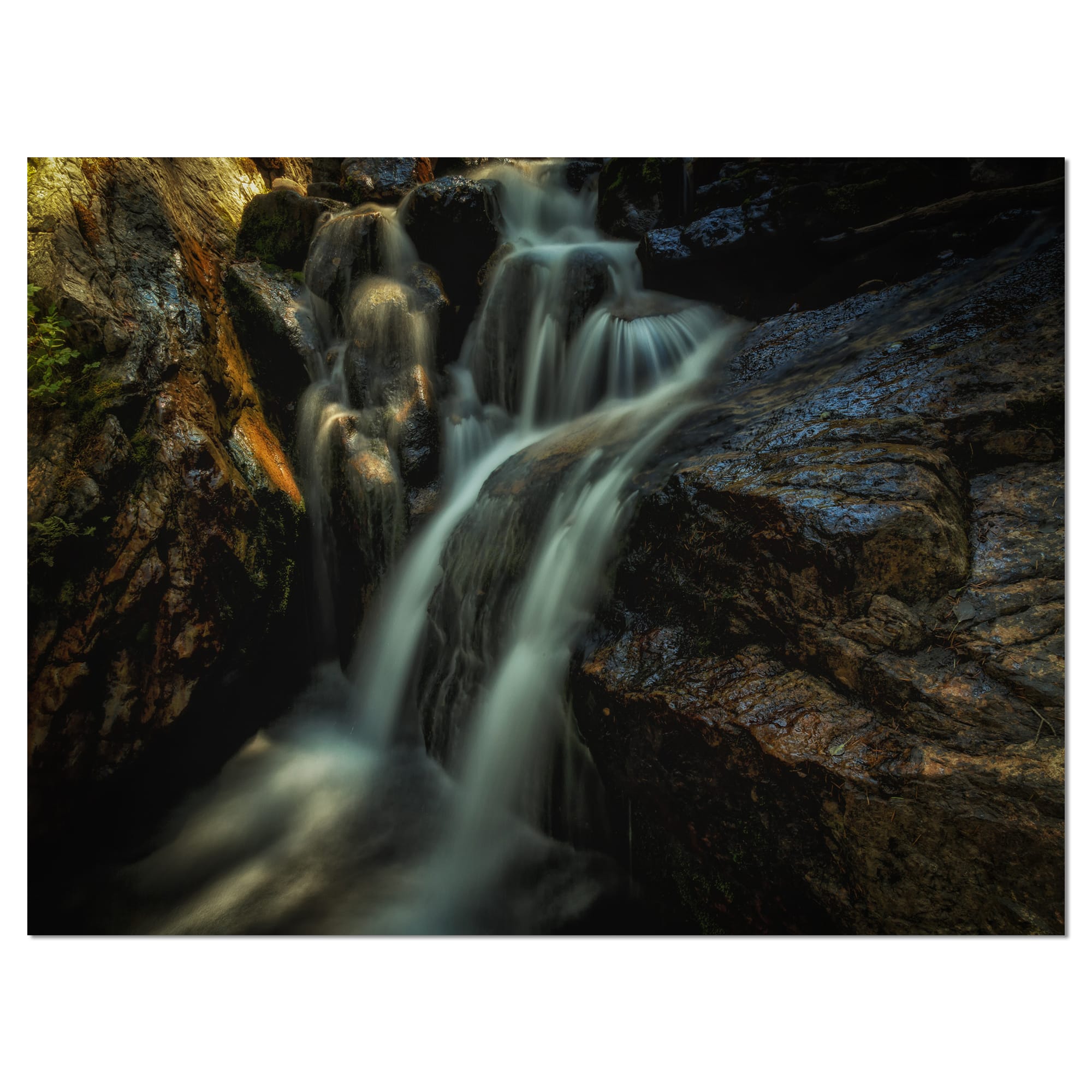 Designart - Slow Motion Waterfall in Summer - Landscape Canvas Art Print