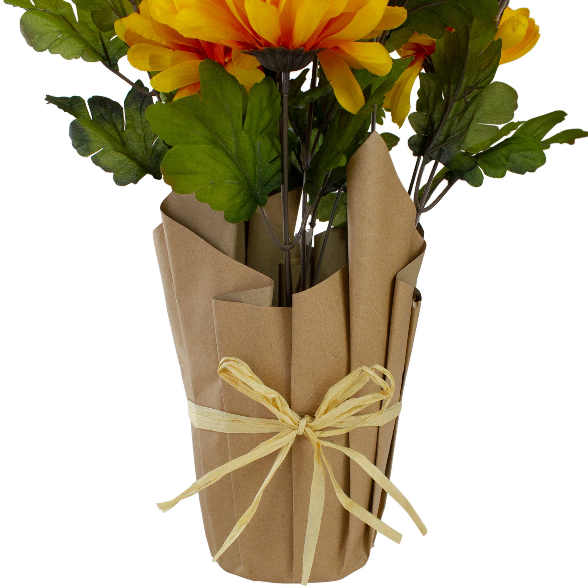 20" Yellow Fall Harvest Mum Plant In Pot