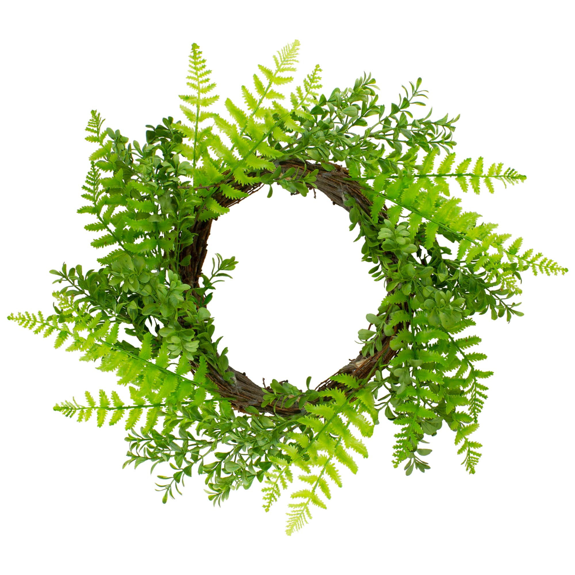 18&#x22; Green Fern Leaf Springtime Wreath