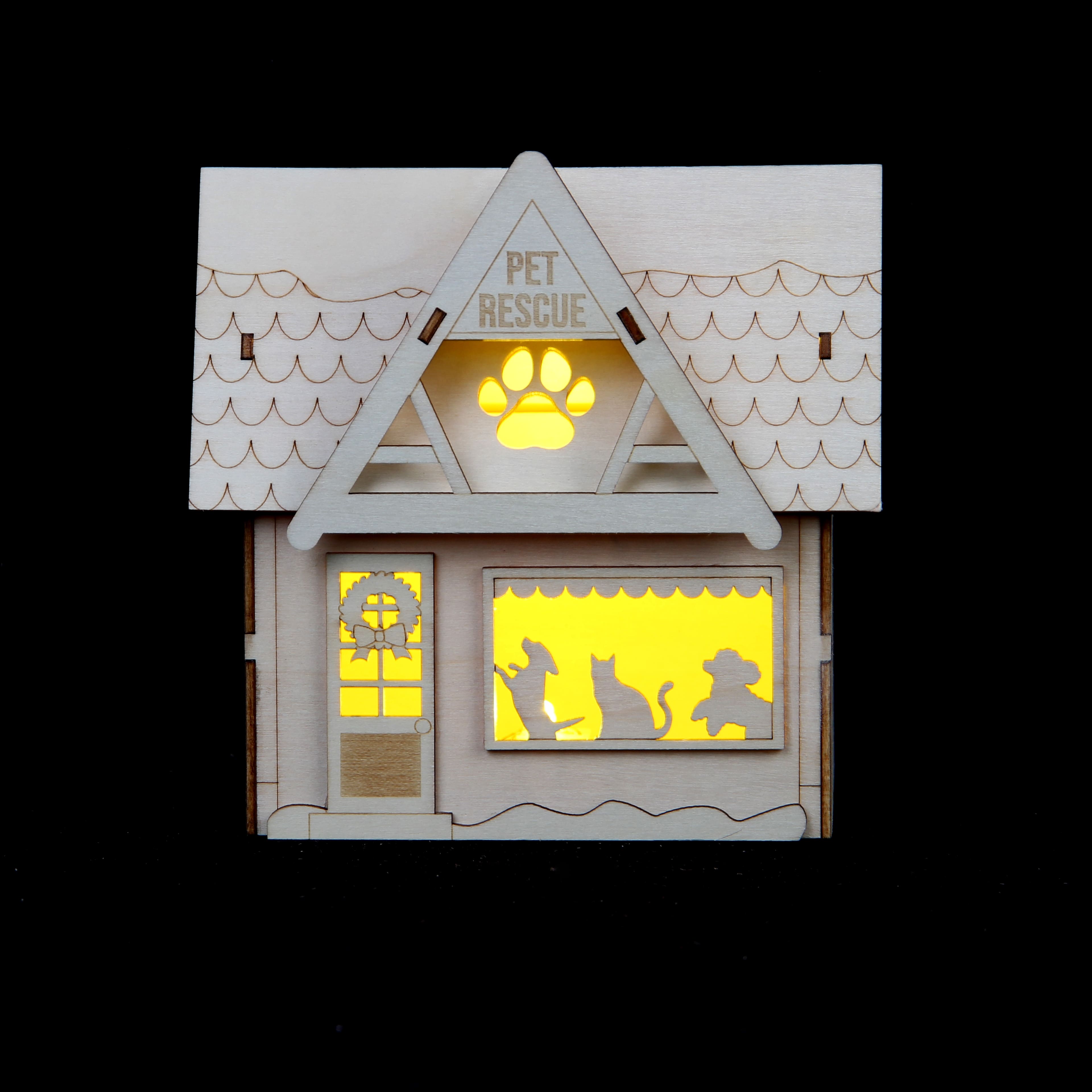 6&#x22; Unfinished Village Pet Rescue DIY LED Wood D&#xE9;cor by Make Market&#xAE;