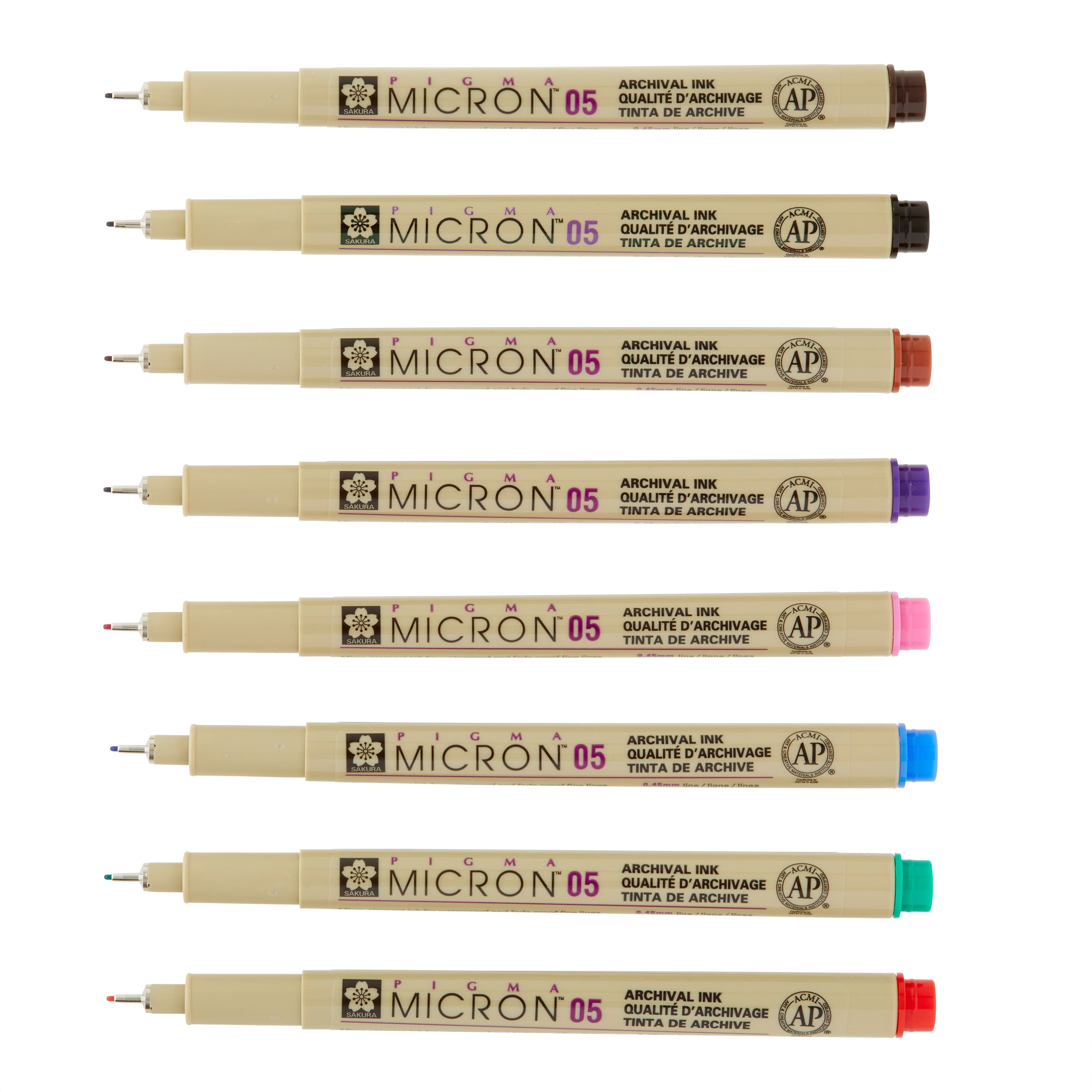 Pigma Micron Fine Line Design Pen, 0.25 mm - 8 pack