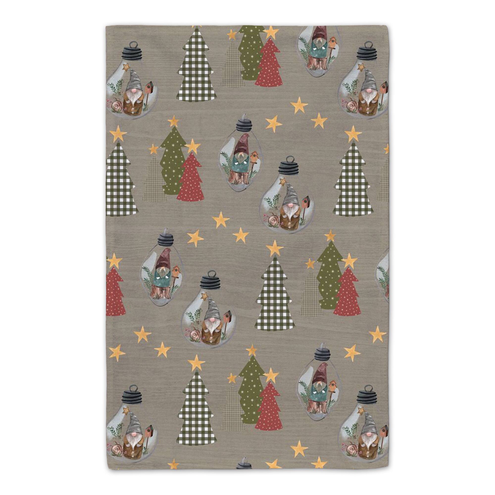 Good Tidings Gray Tree &#x26; Globe Pattern Tea Towel Set