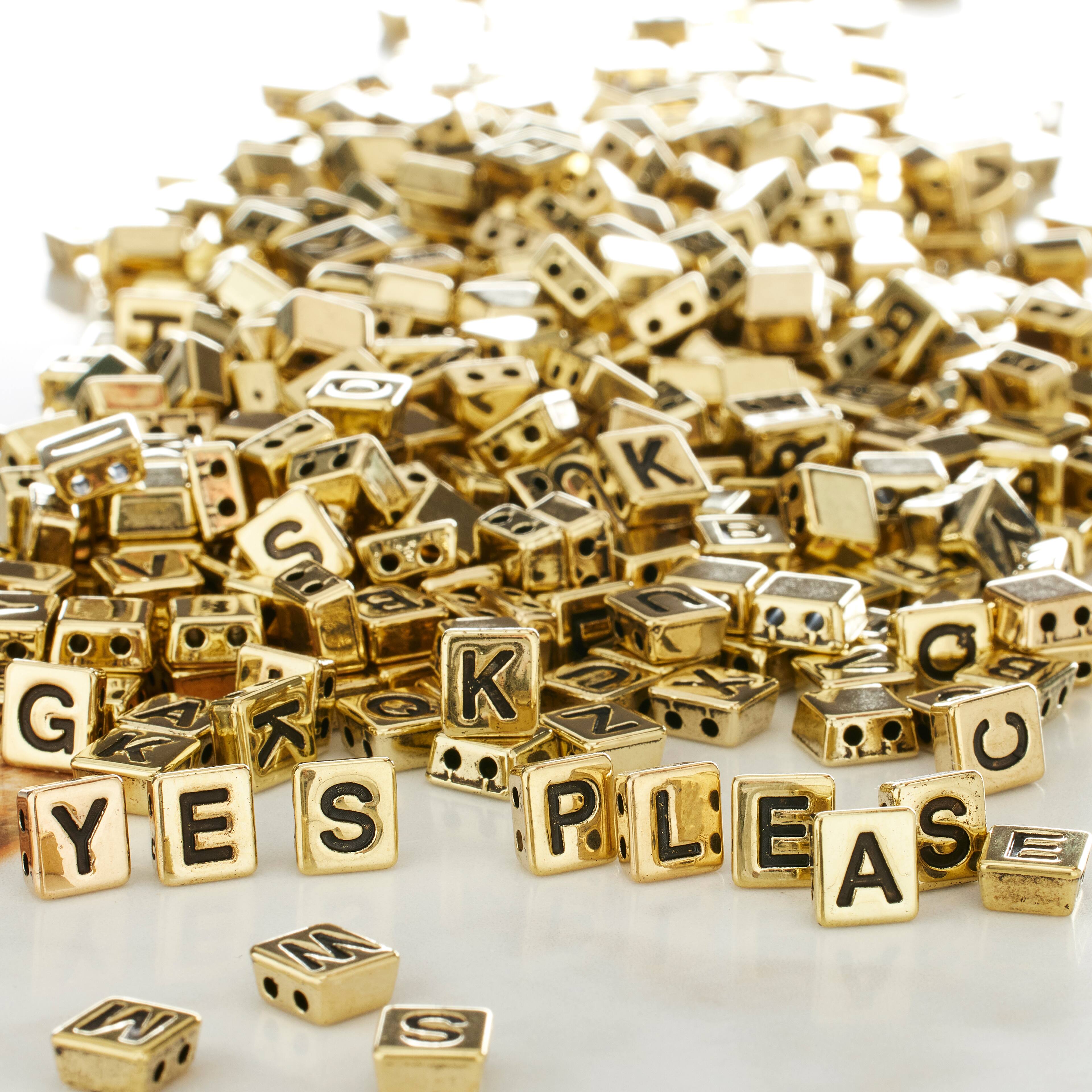 12 Pack: Gold Alphabet Plastic Craft Beads, 8mm by Bead Landing™