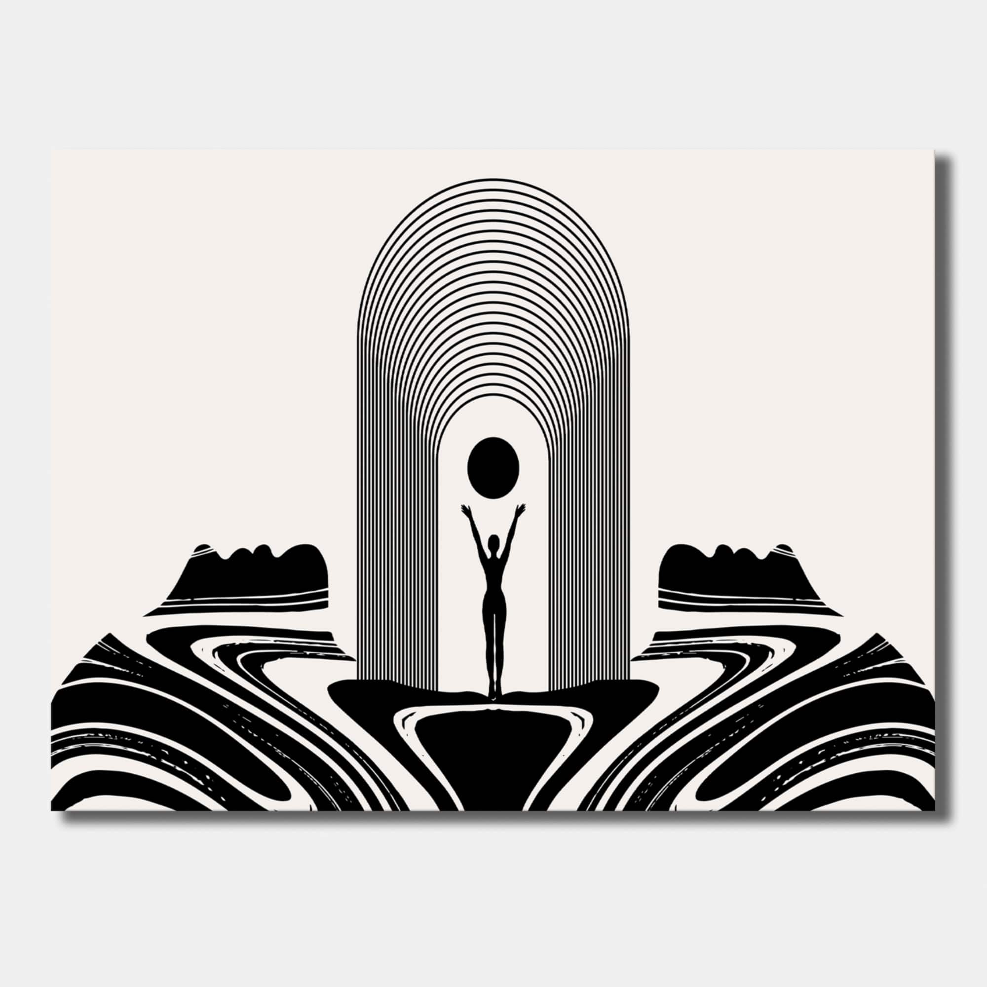 Designart - Empowered Cosmic Women Geometric Goddess Series Black And White III