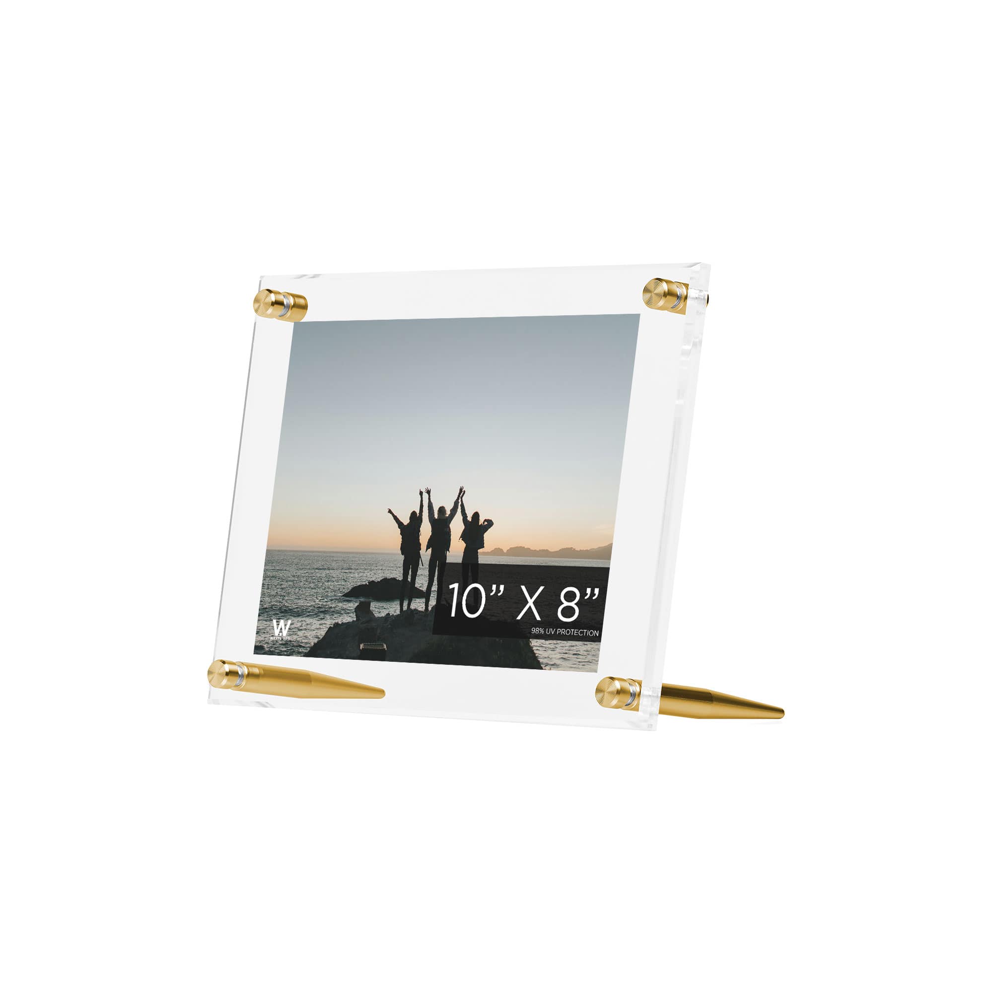 Wexel Art Clear Acrylic Tabletop Floating Picture Frame with Gold Hardware