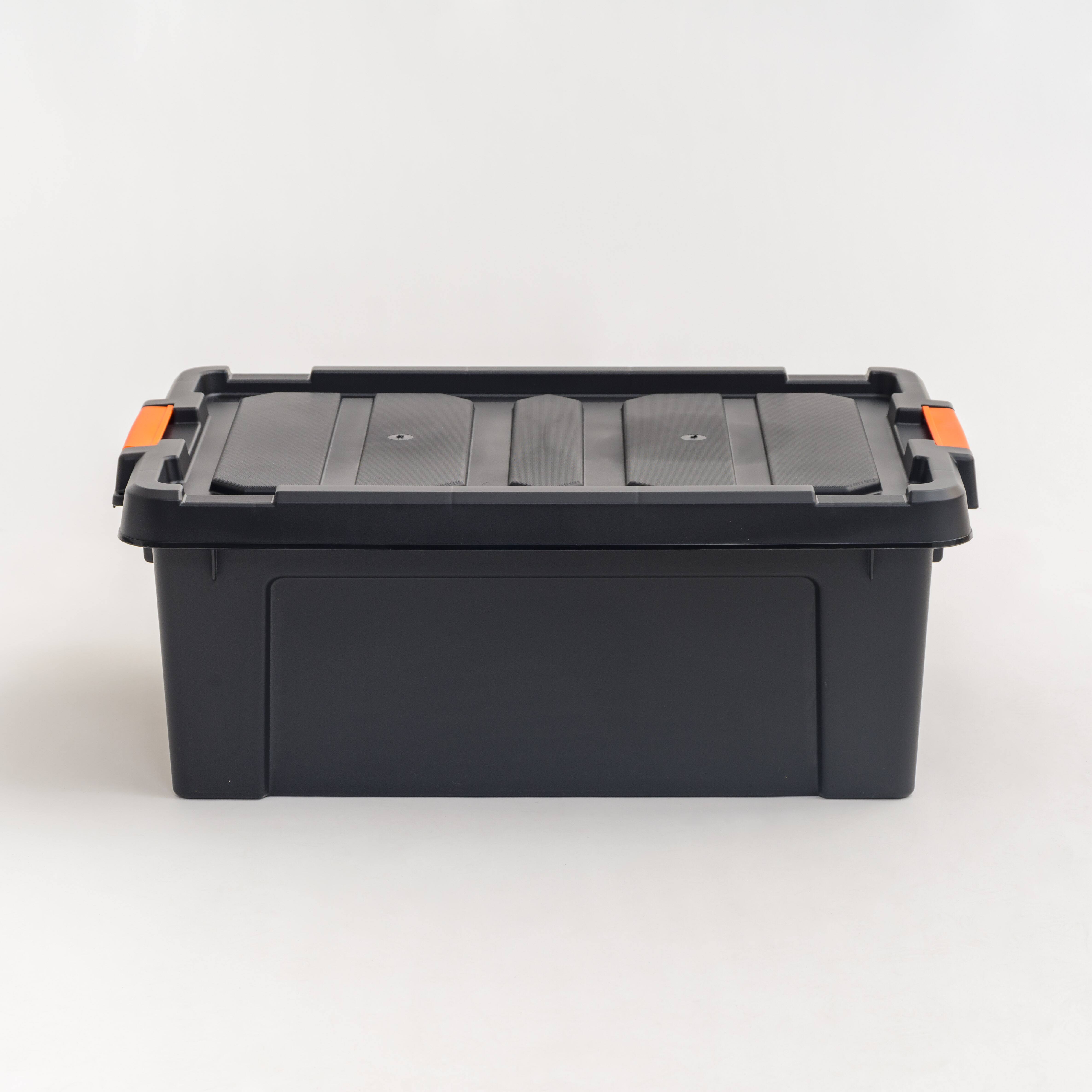 IRIS Heavy Duty Gray Tote With Black Lid &#x26; Buckles