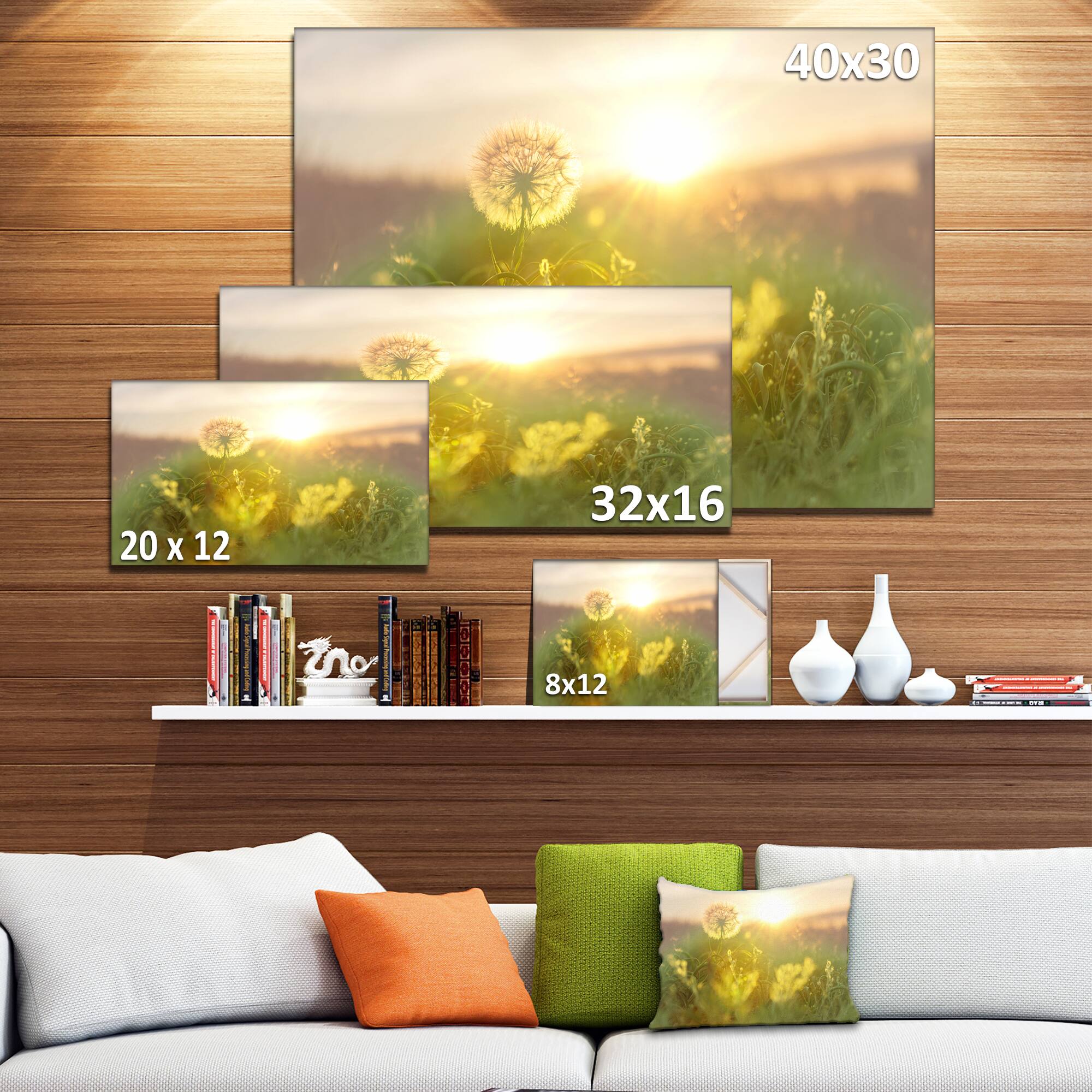 Designart - Dandelion Blooming Flower in Field - Floral Canvas Art Print