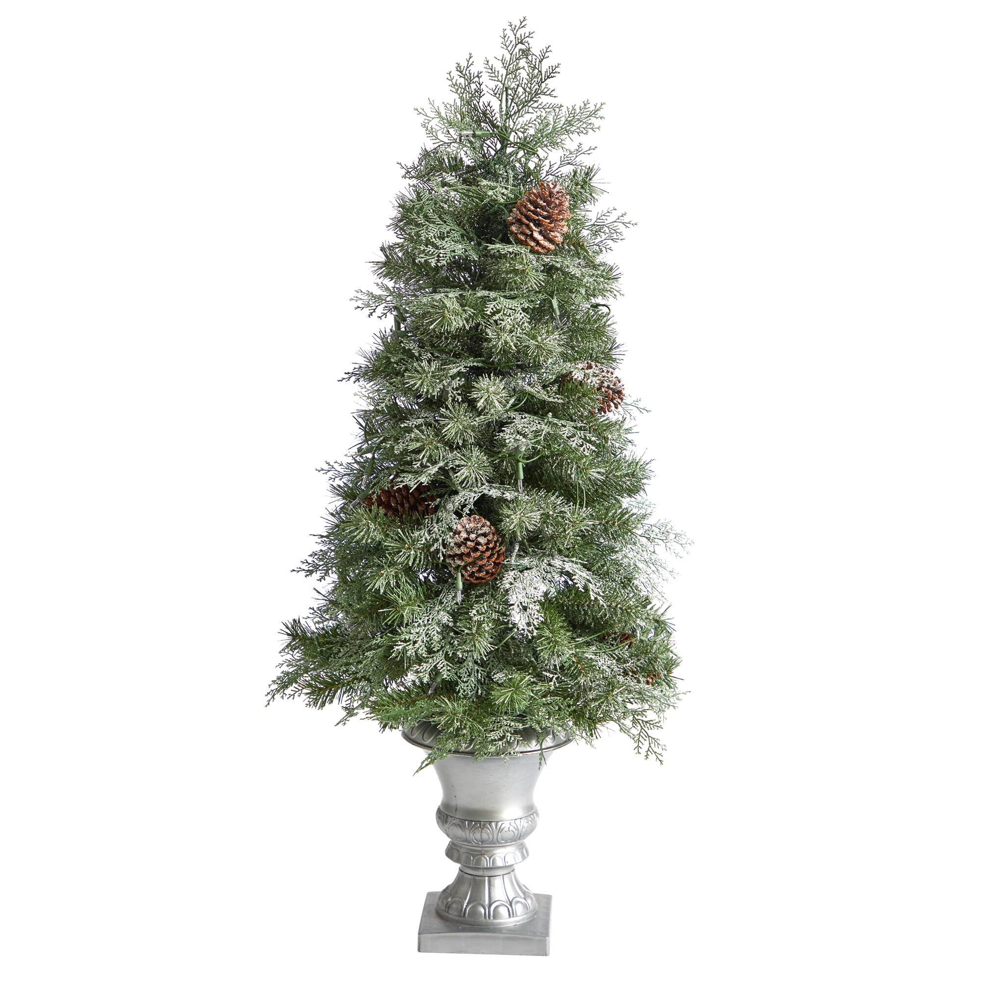 4ft. Pre-Lit English Pine Artificial Christmas Tree, Warm White LED Lights