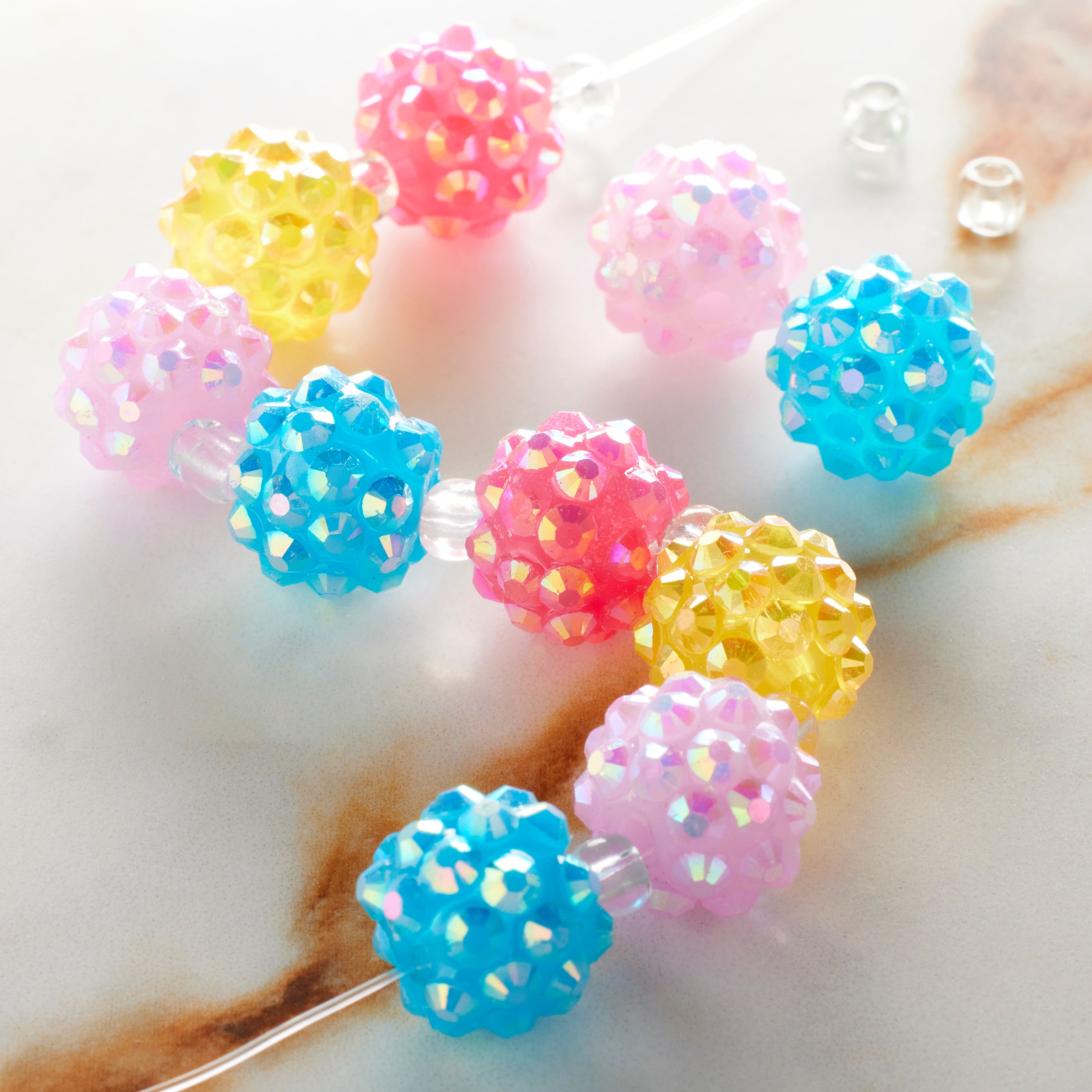 12 Pack: Multicolor Cluster Faceted Round Beads, 12mm by Bead Landing&#x2122;