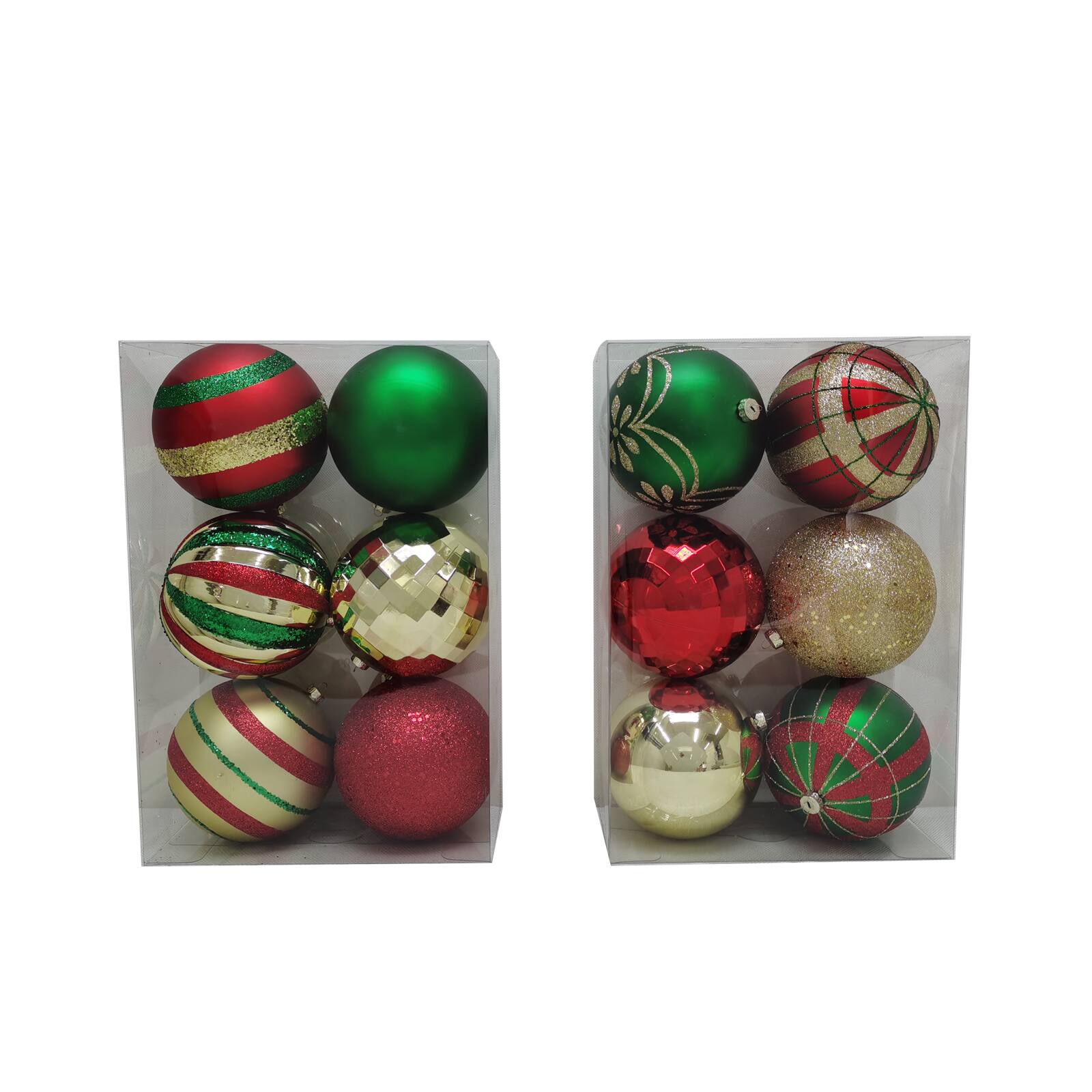 Assorted 6ct. 4.5" Red, Green & Gold Shatterproof Ball Ornaments by