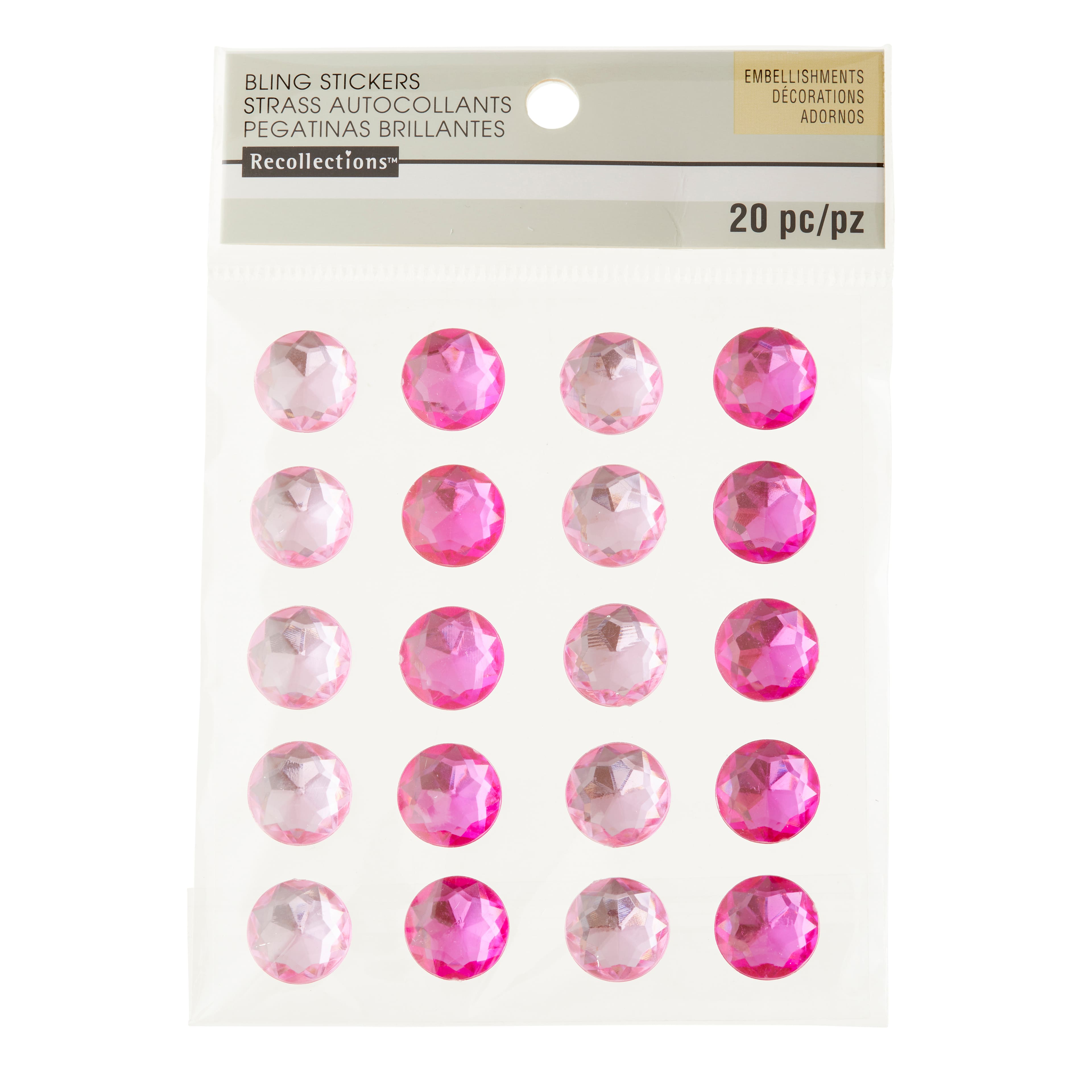 12 Packs: 20 ct. (240 total) Pink &#x26; Fuchsia Rhinestone Stickers by Recollections&#x2122;