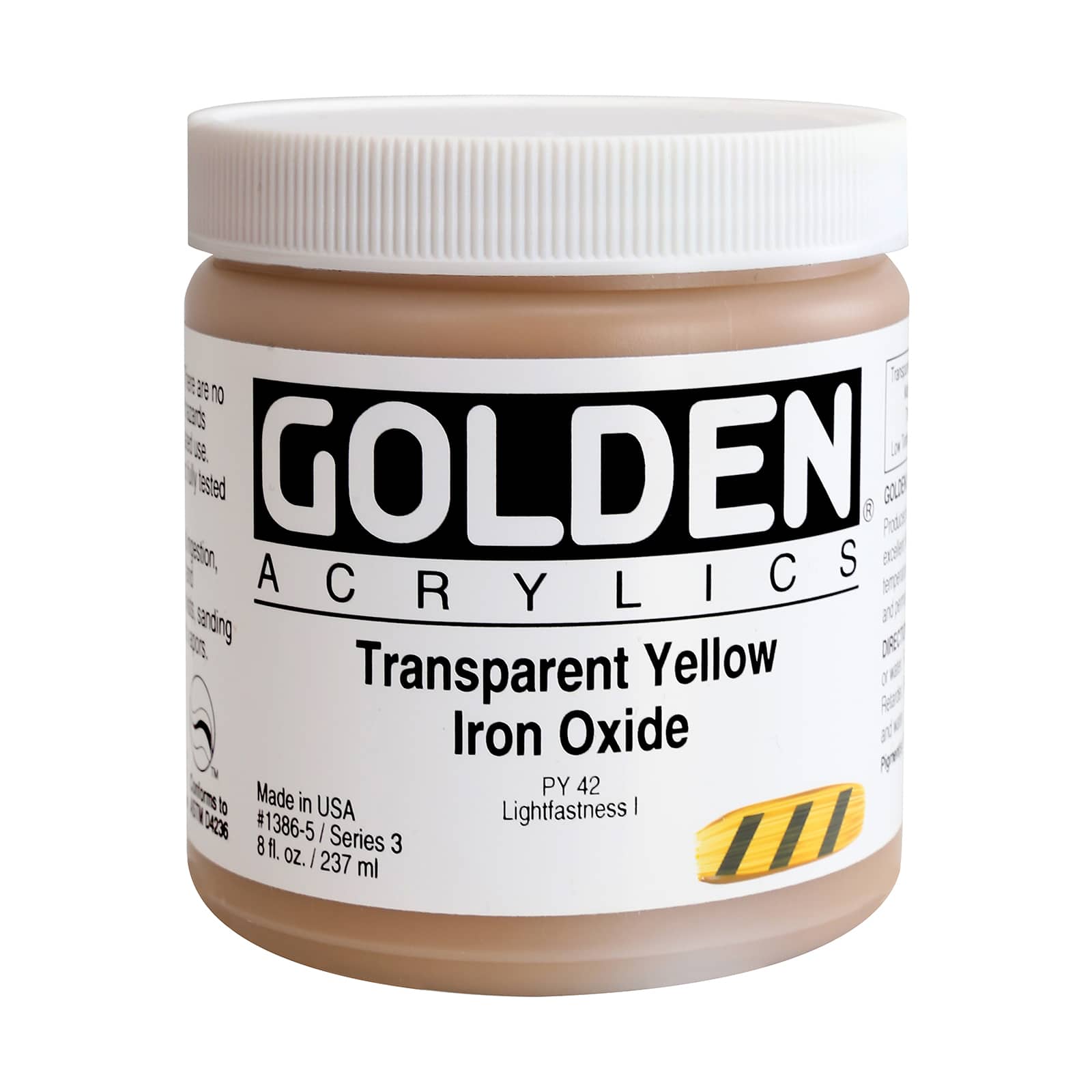 Golden Heavy Body Acrylic Paint, 8 oz in Transparent Yellow Iron Oxide