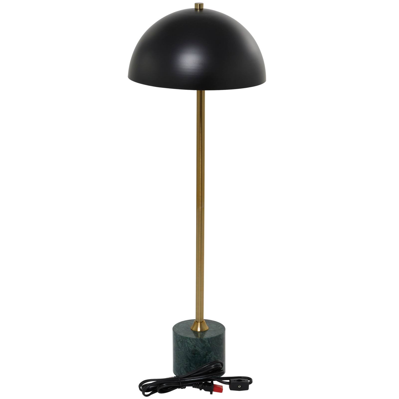 Black Metal Umbrella Style Desk Lamp with Marble Base 10&#x22; x 10&#x22; x 28&#x22;