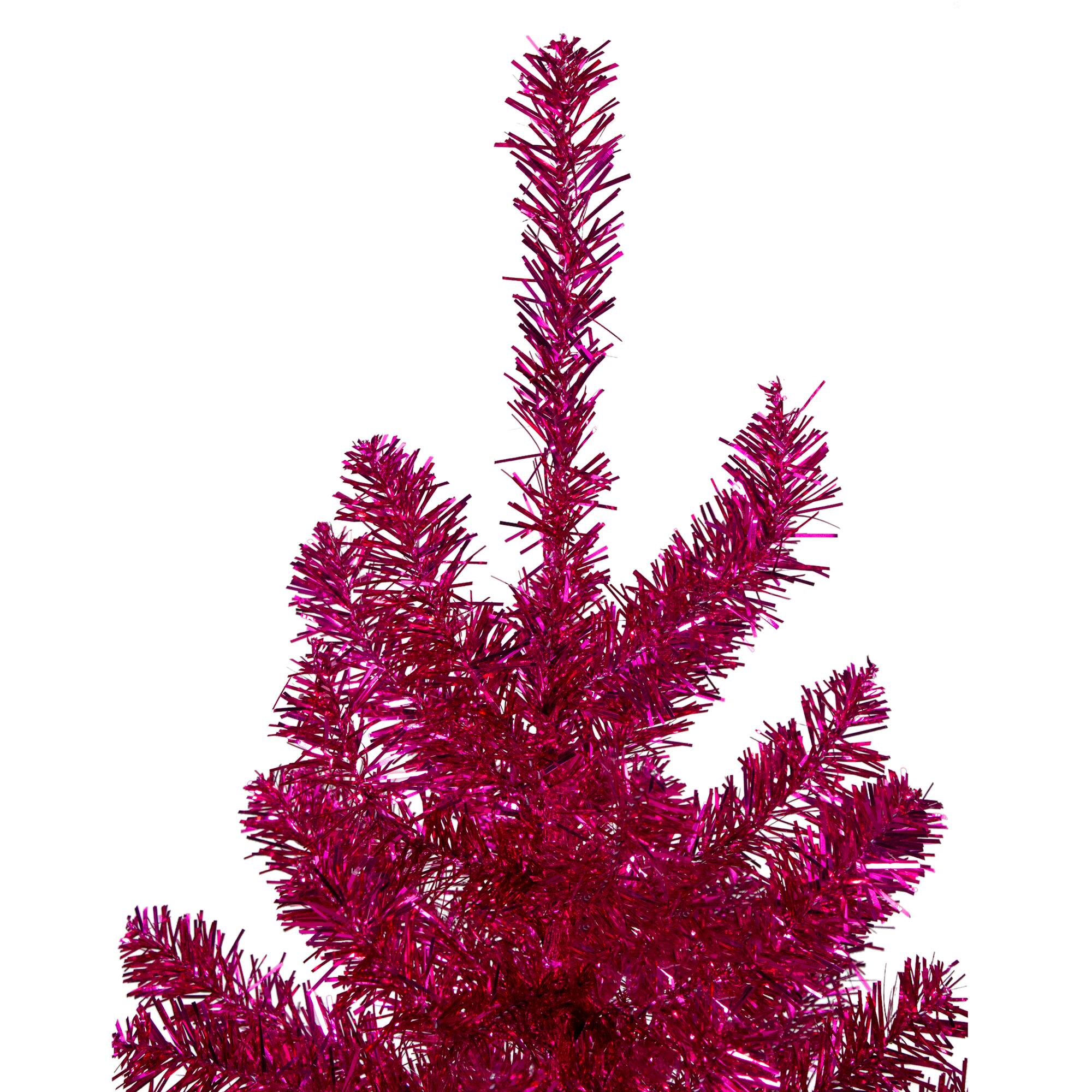 7ft. Unlit Dark Pink Metallic Tinsel Artificial Christmas Tree