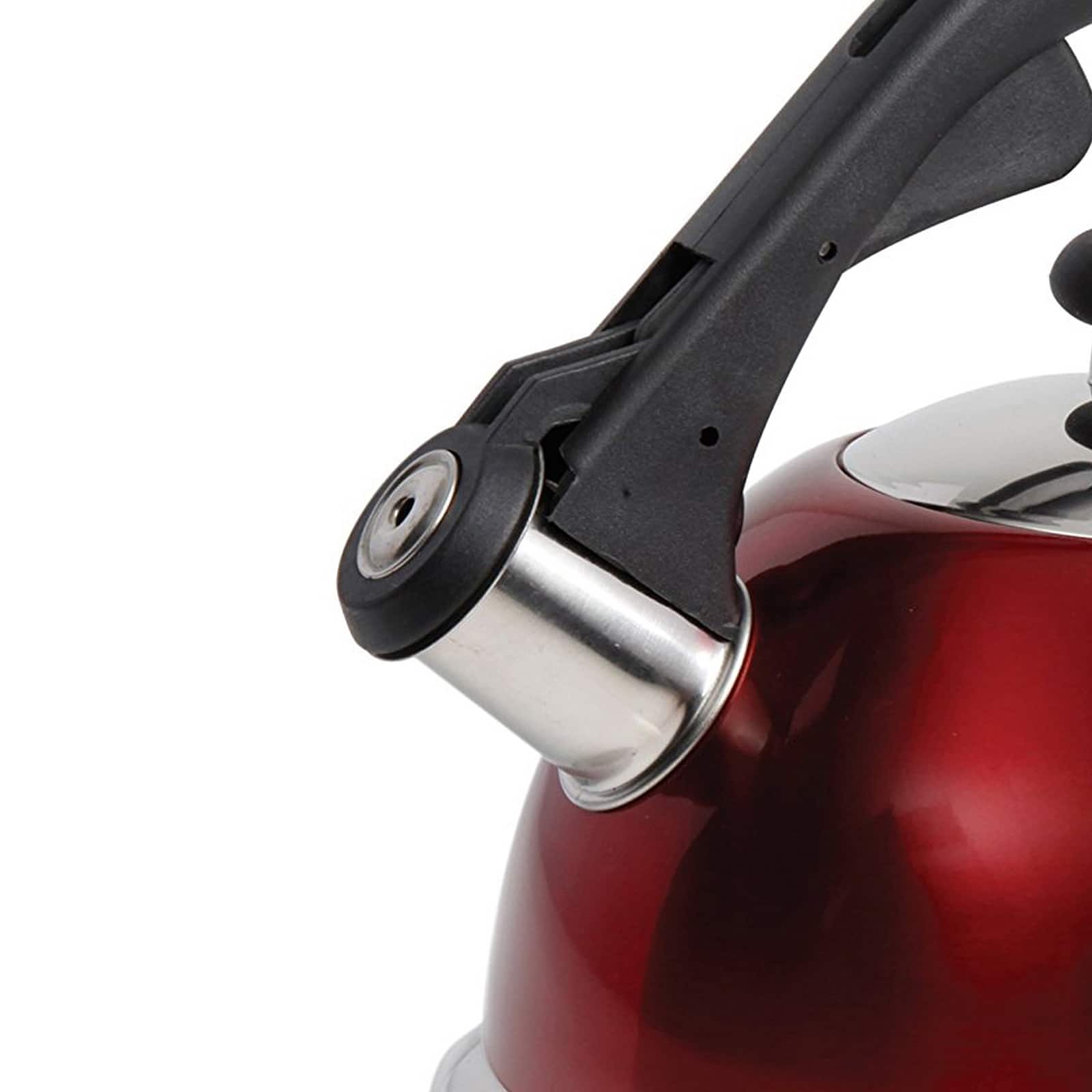 Mr. Coffee Claredale 1.7qt. Red Stainless Steel Whistling Tea Kettle with Nylon Handle