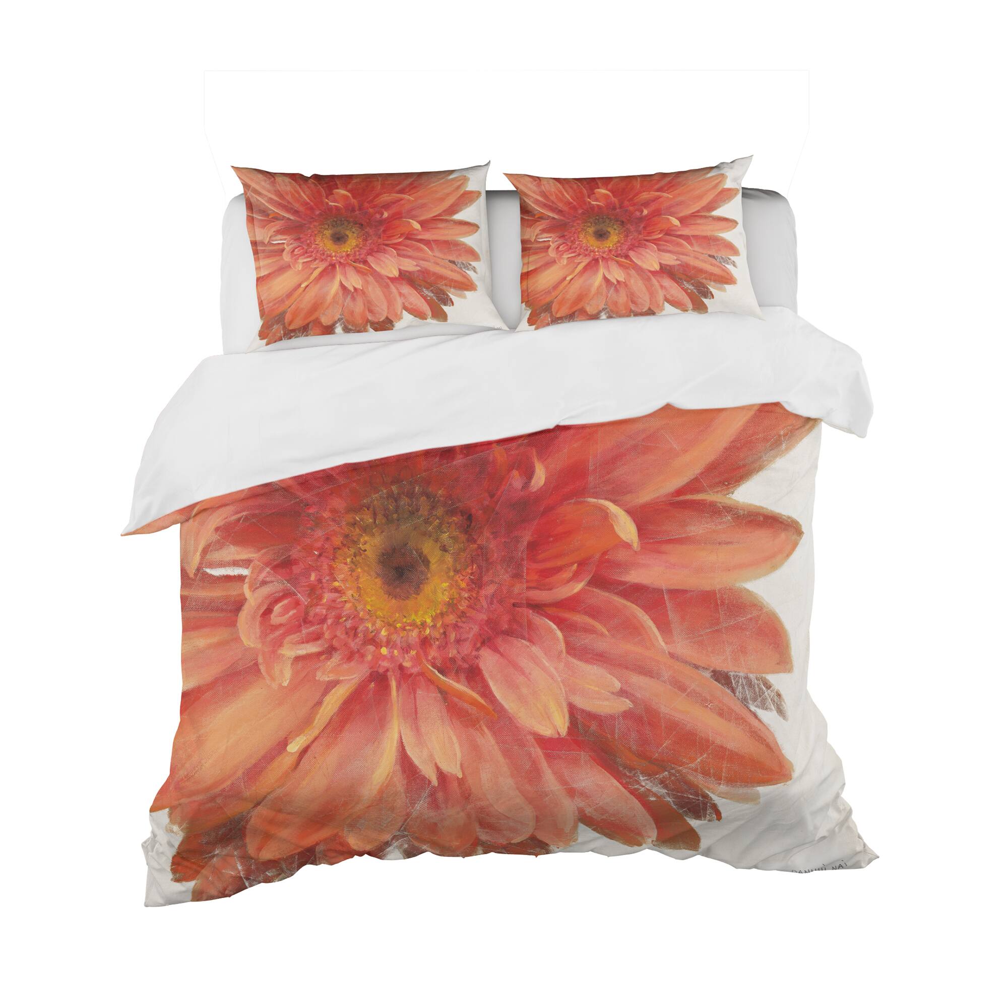 Designart &#x27;Vivid Red Daisy&#x27; Traditional Bedding Set - Duvet Cover &#x26; Shams