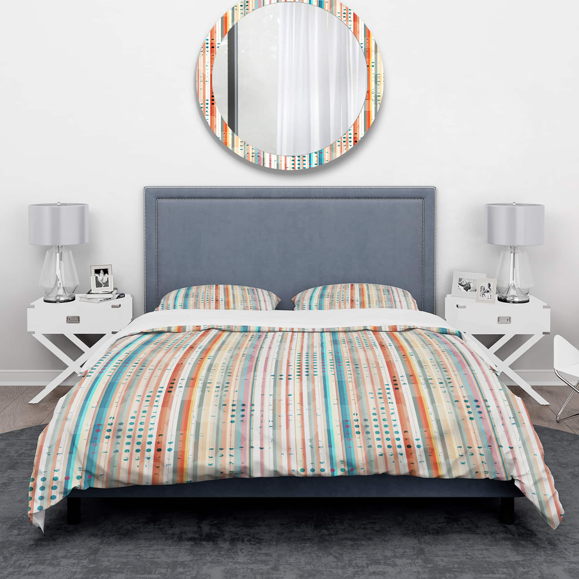 Designart &#x27;Grunge Line&#x27; Mid-Century Modern Bedding Set - Duvet Cover &#x26; Shams