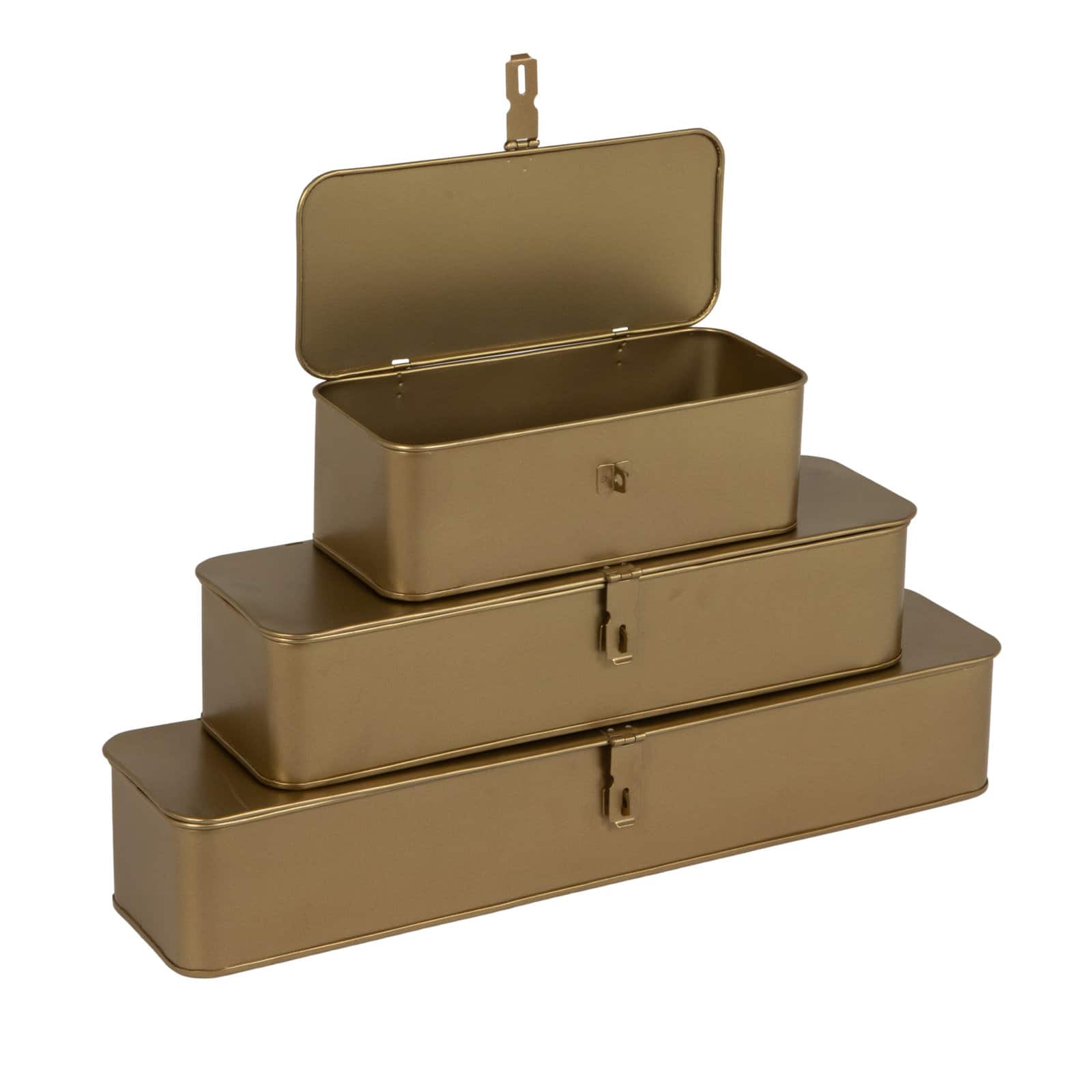 Hello Honey® Decorative Metal Boxes with Gold Finish Set