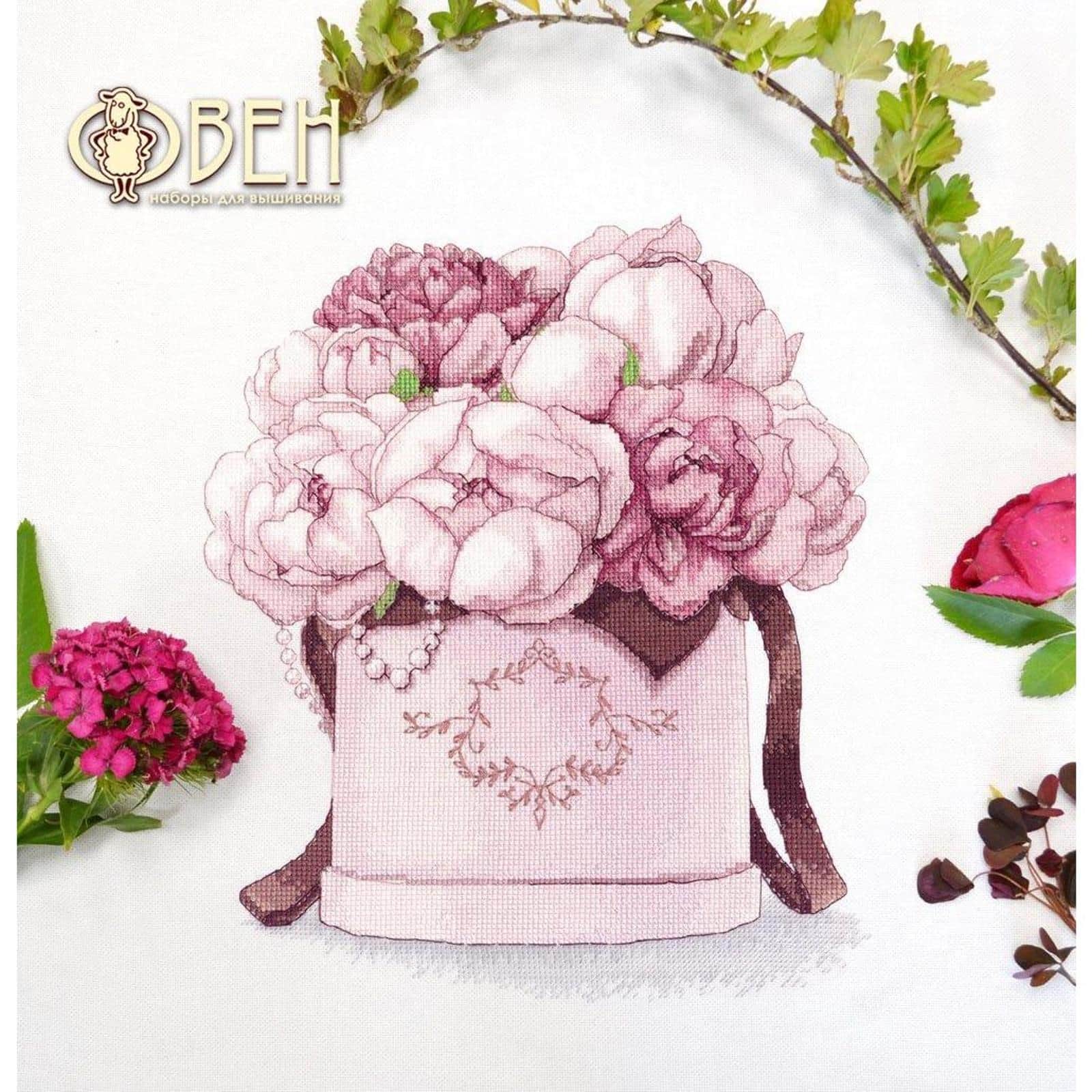 Oven Gentle Peonies Cross Stitch Kit