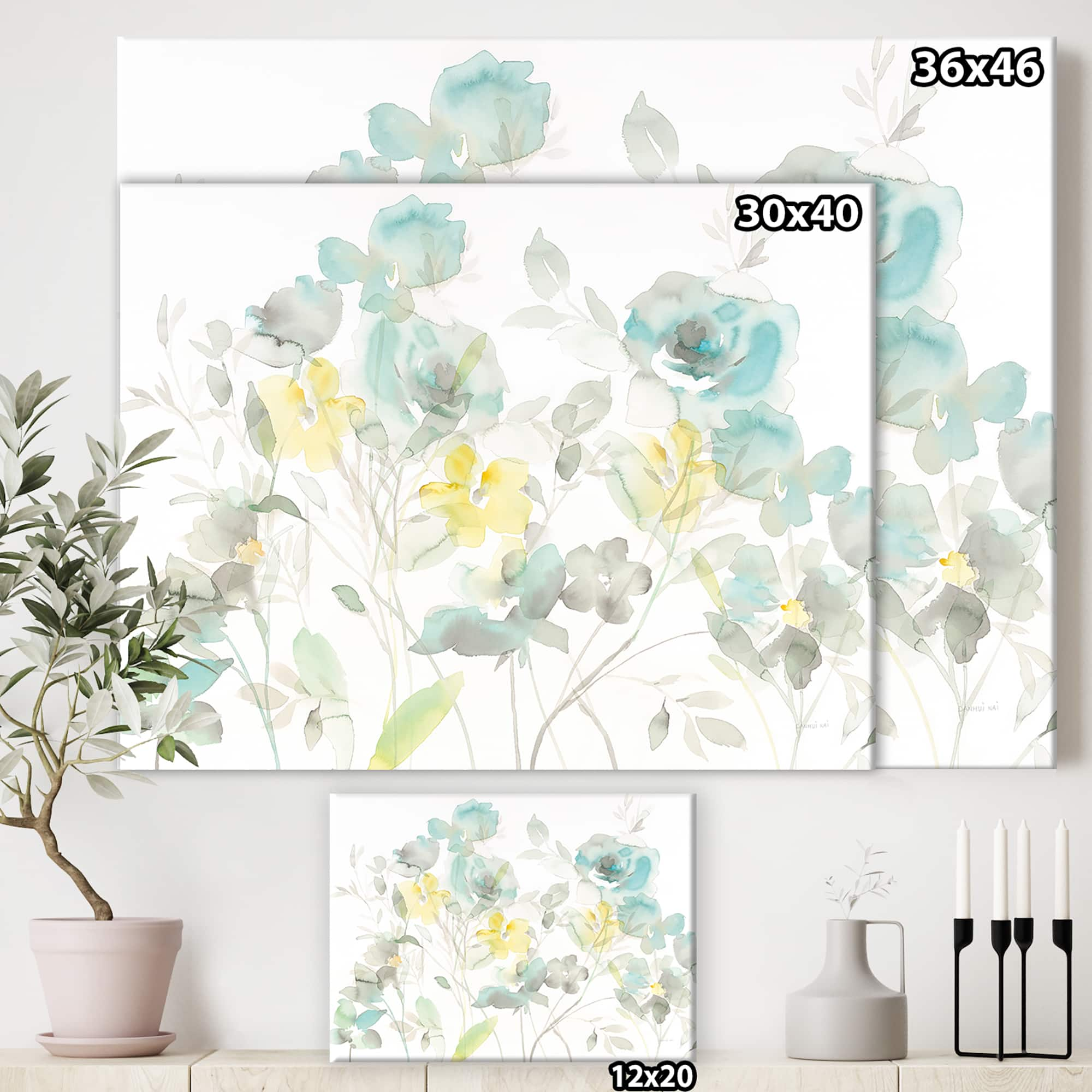 Designart - Aqua Rose Natural Element - Farmhouse Premium Canvas Wall Art