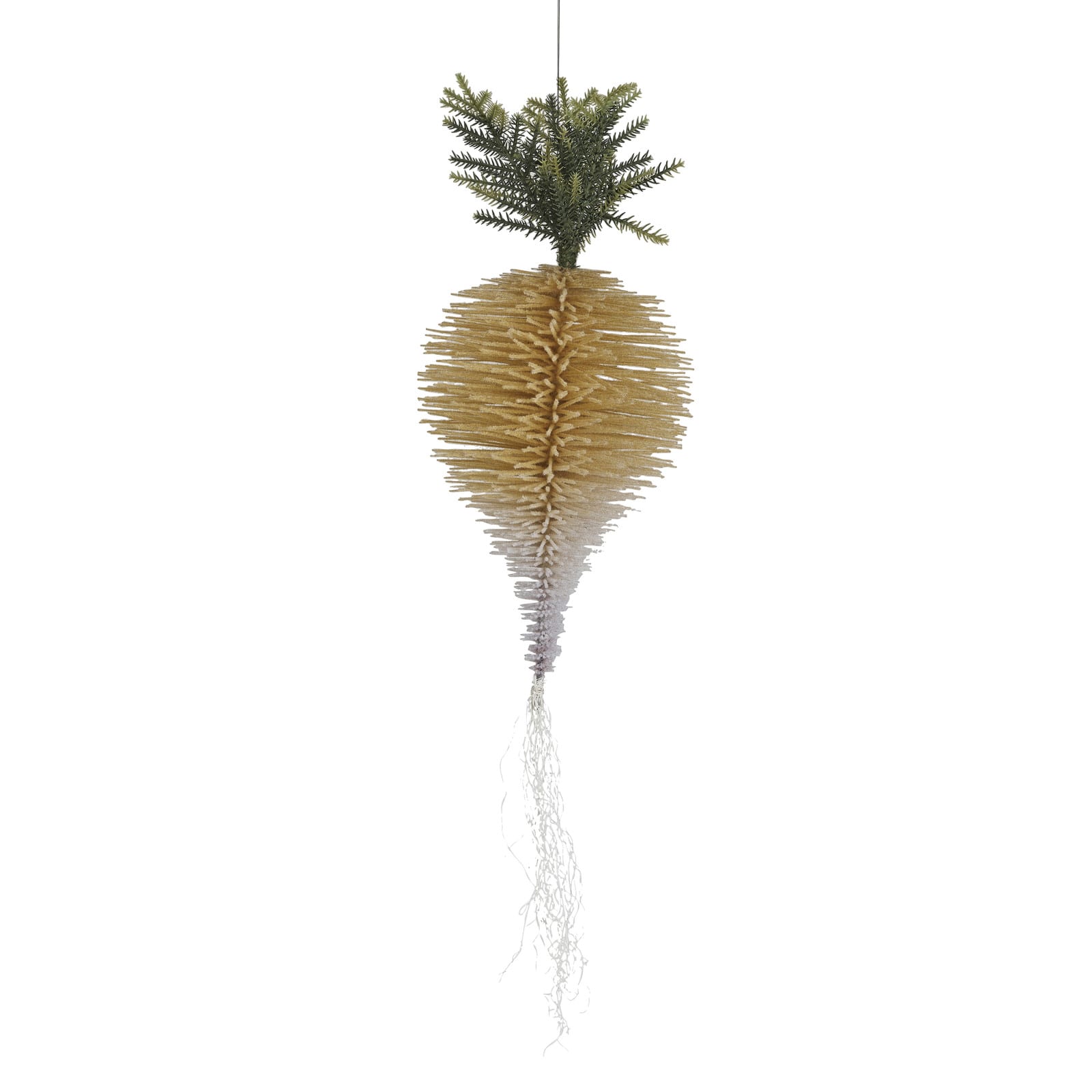 35.5" Cream Flocked Bottle Brush Turnip Ornament