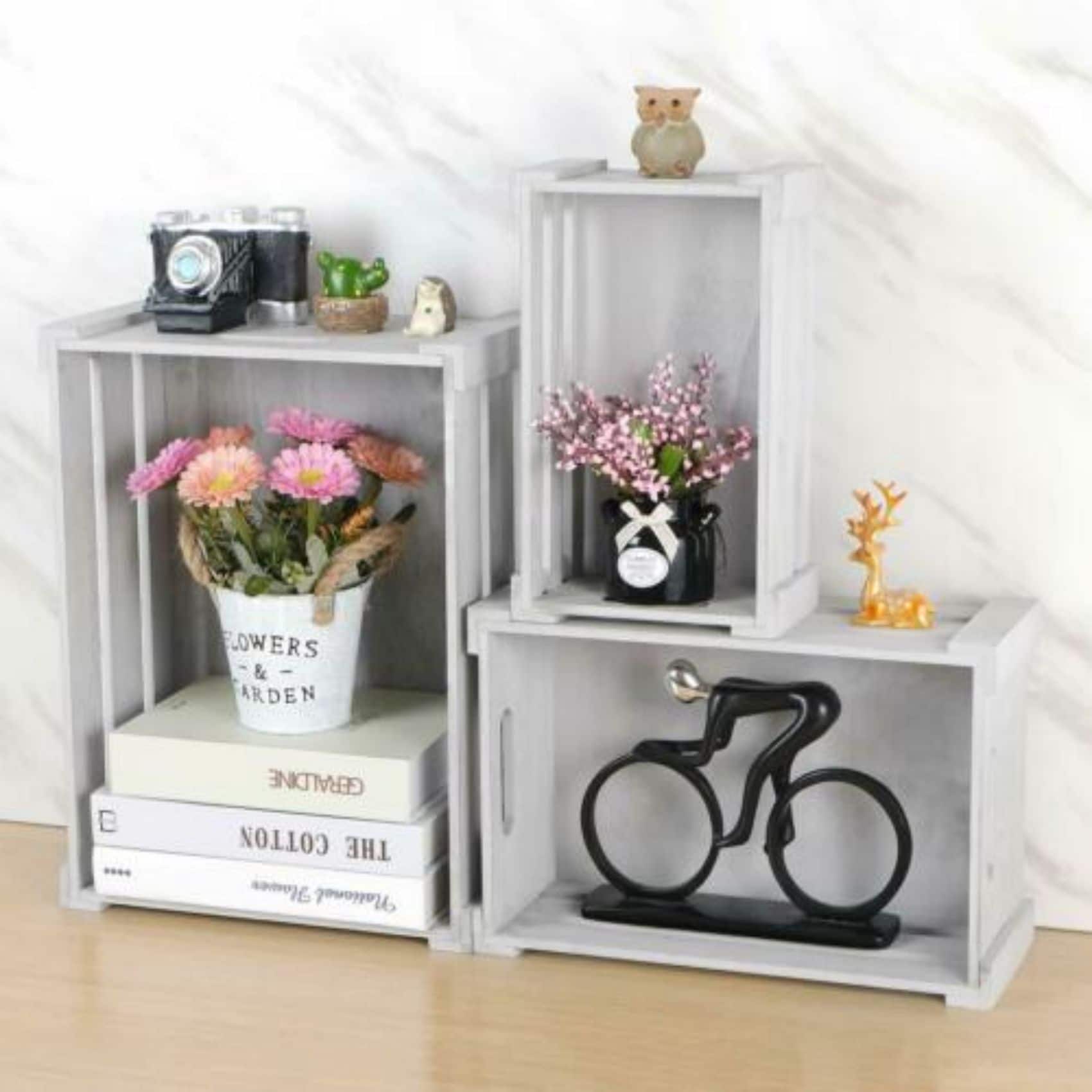 NEX™ Distressed Wood Storage Containers Display Risers Set