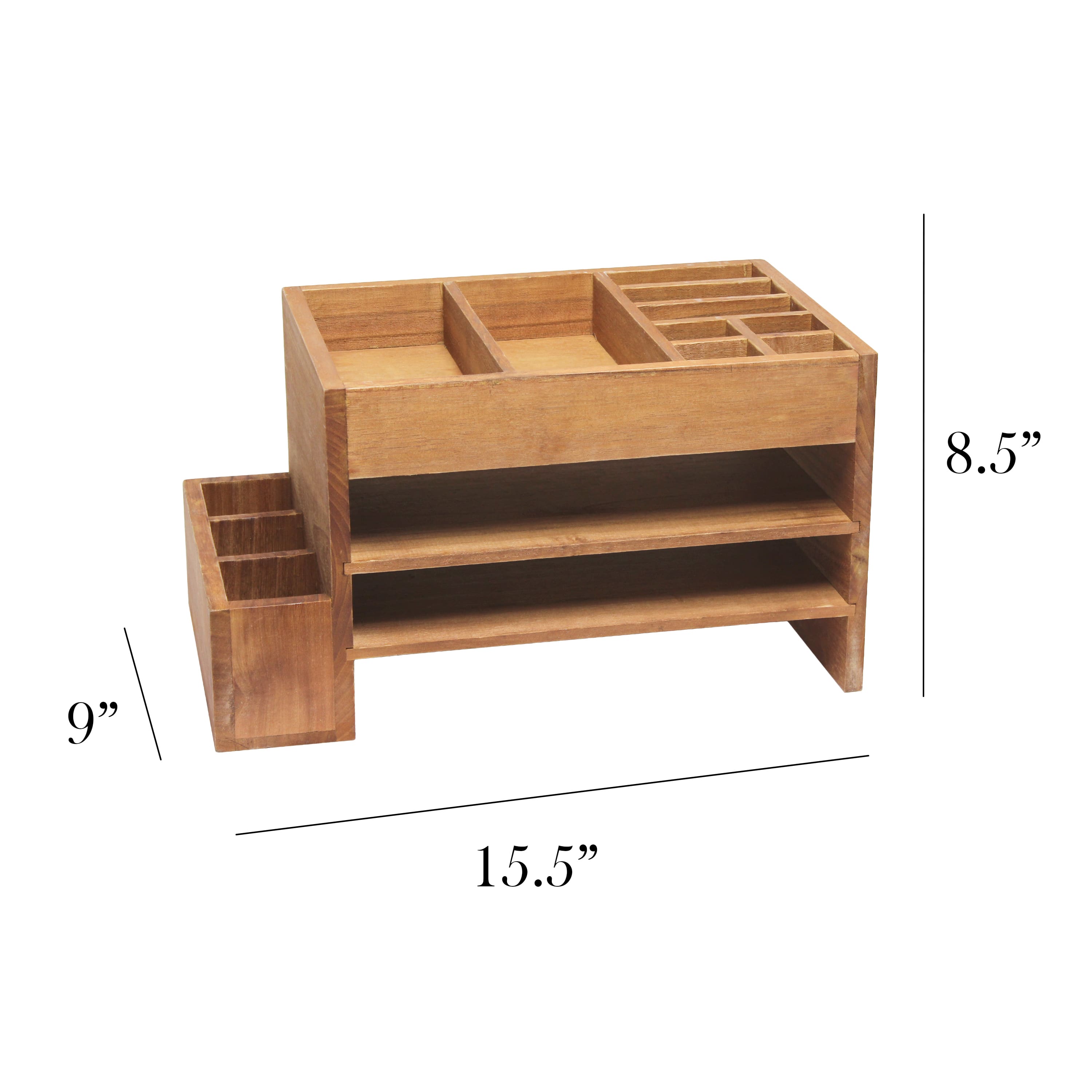 Elegant Designs Natural Wood Cubbies & Letter Tray Desk Organizer