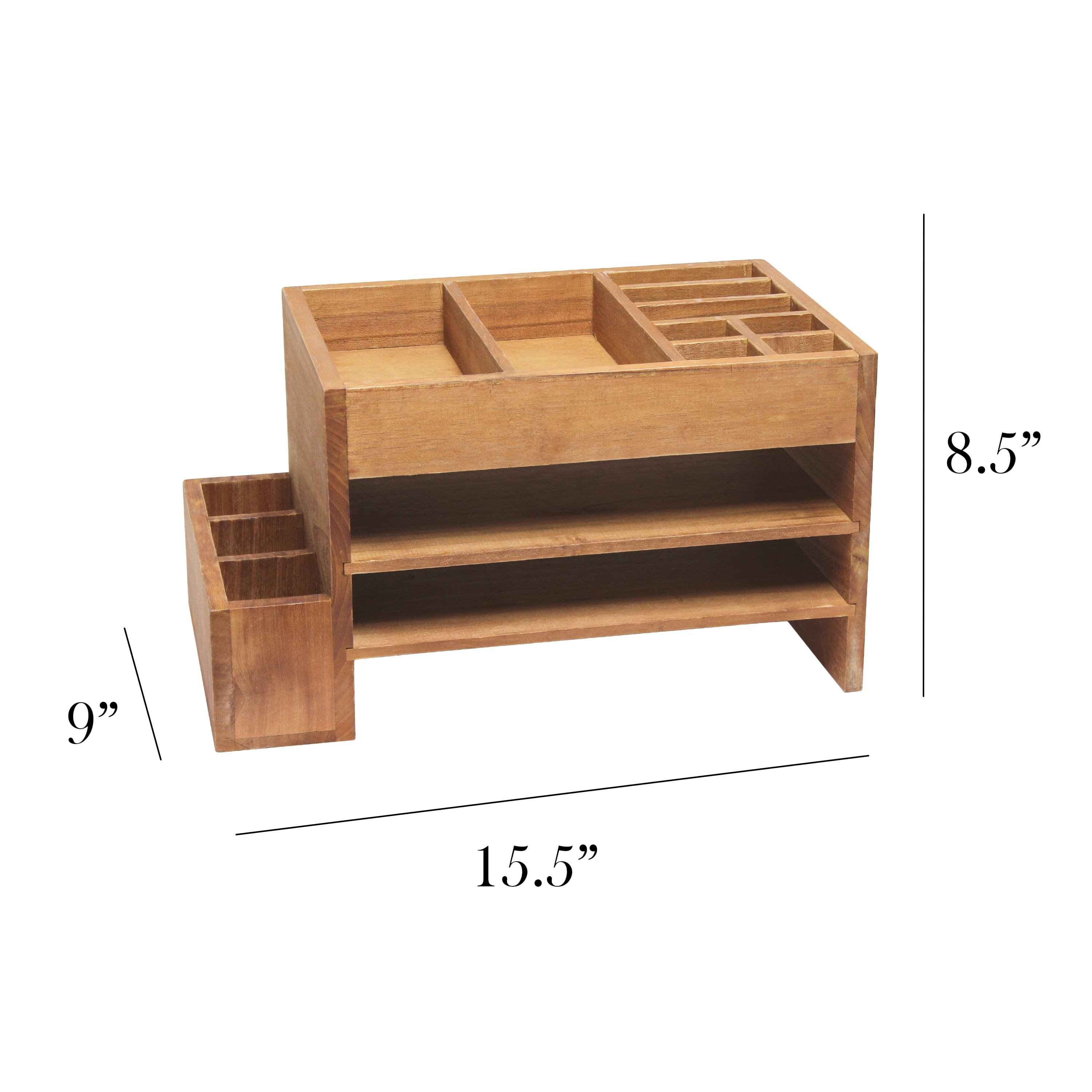 Elegant Designs Natural Wood Cubbies &#x26; Letter Tray Desk Organizer