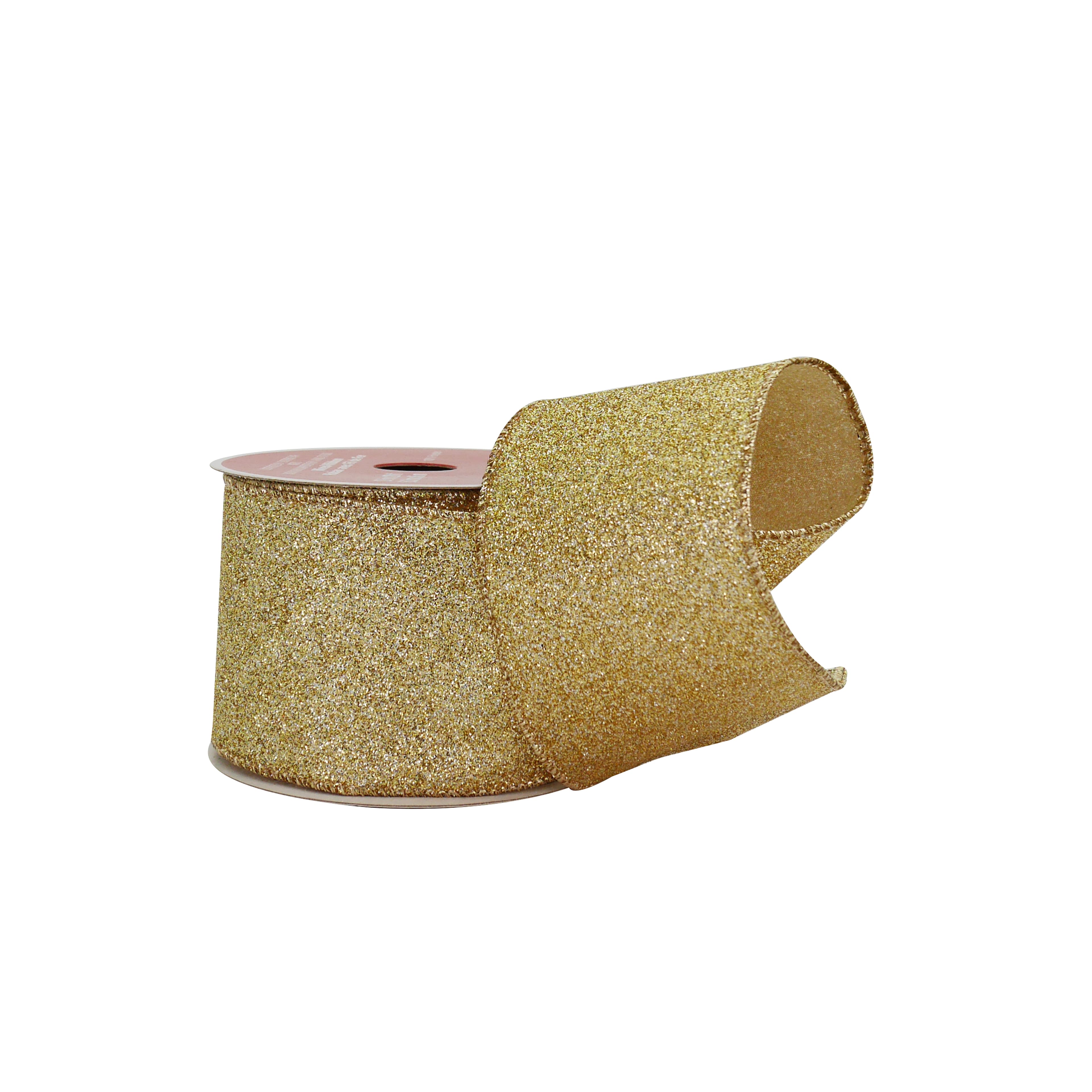 2.5&#x22; x 20ft. Champagne Wired Glitter Ribbon by Celebrate It&#xAE;