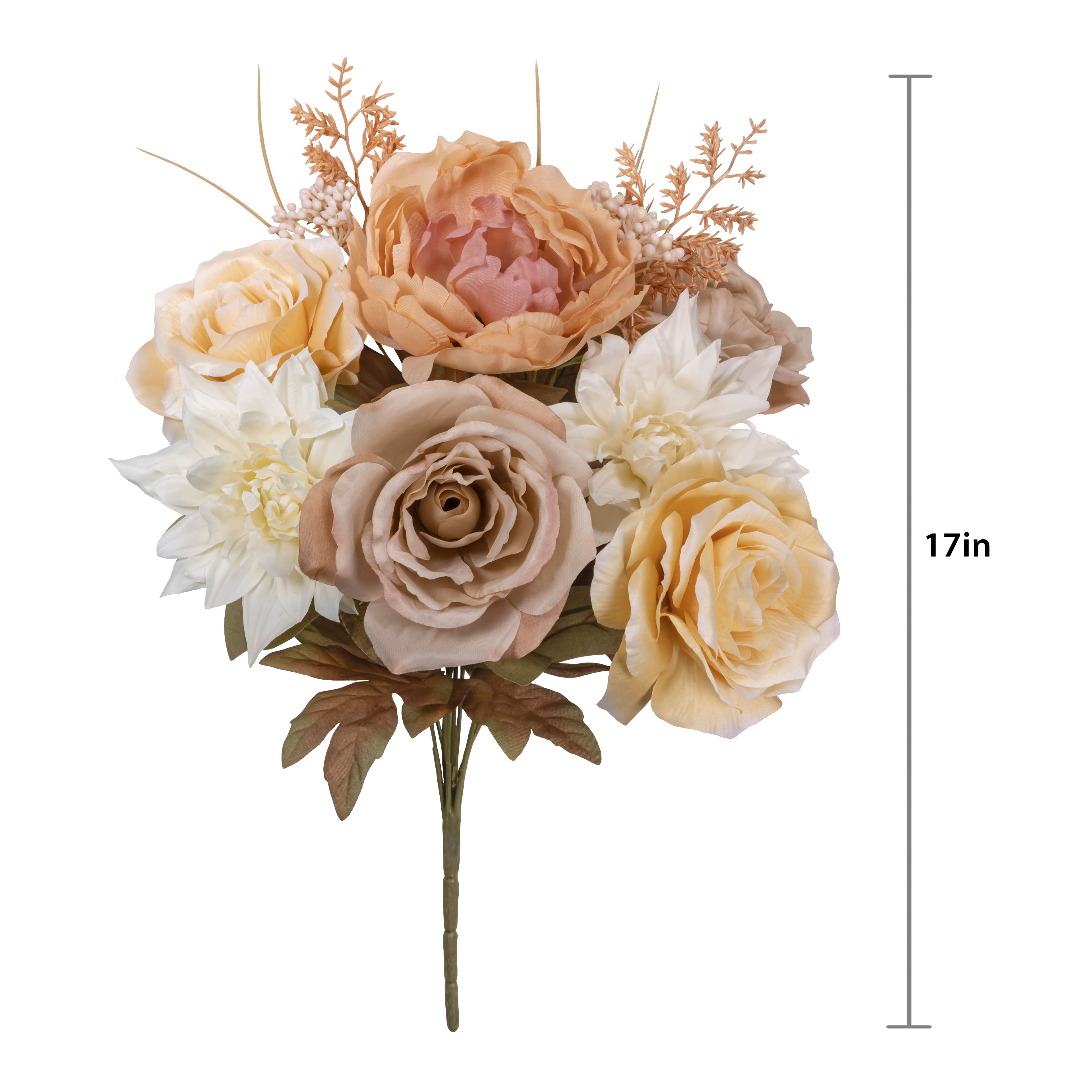 17&#x22; Beige Rose &#x26; Dahlia Mixed Bush by Ashland&#xAE;