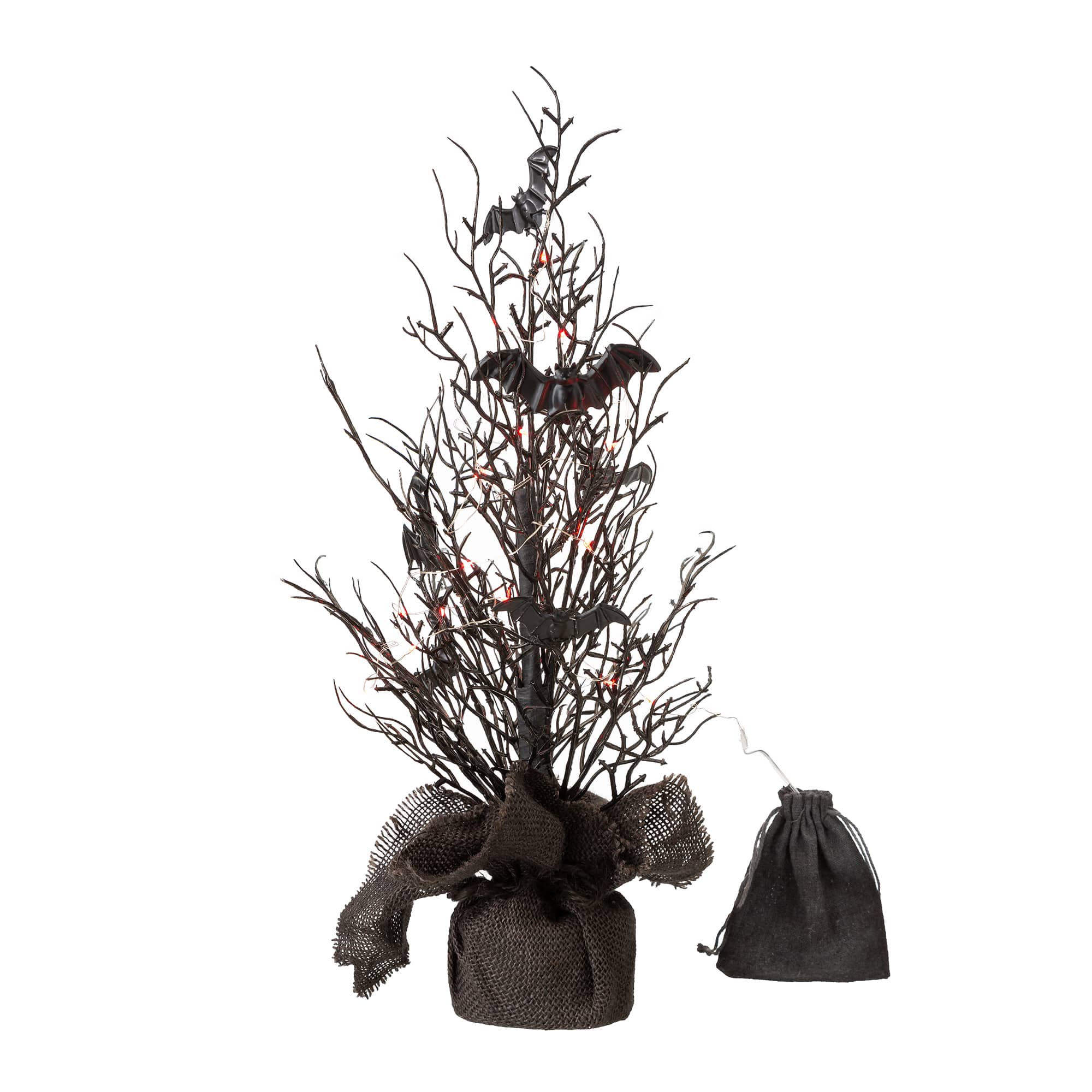 Glitzhome® 20" Lighted Halloween Bats Table Tree Decor