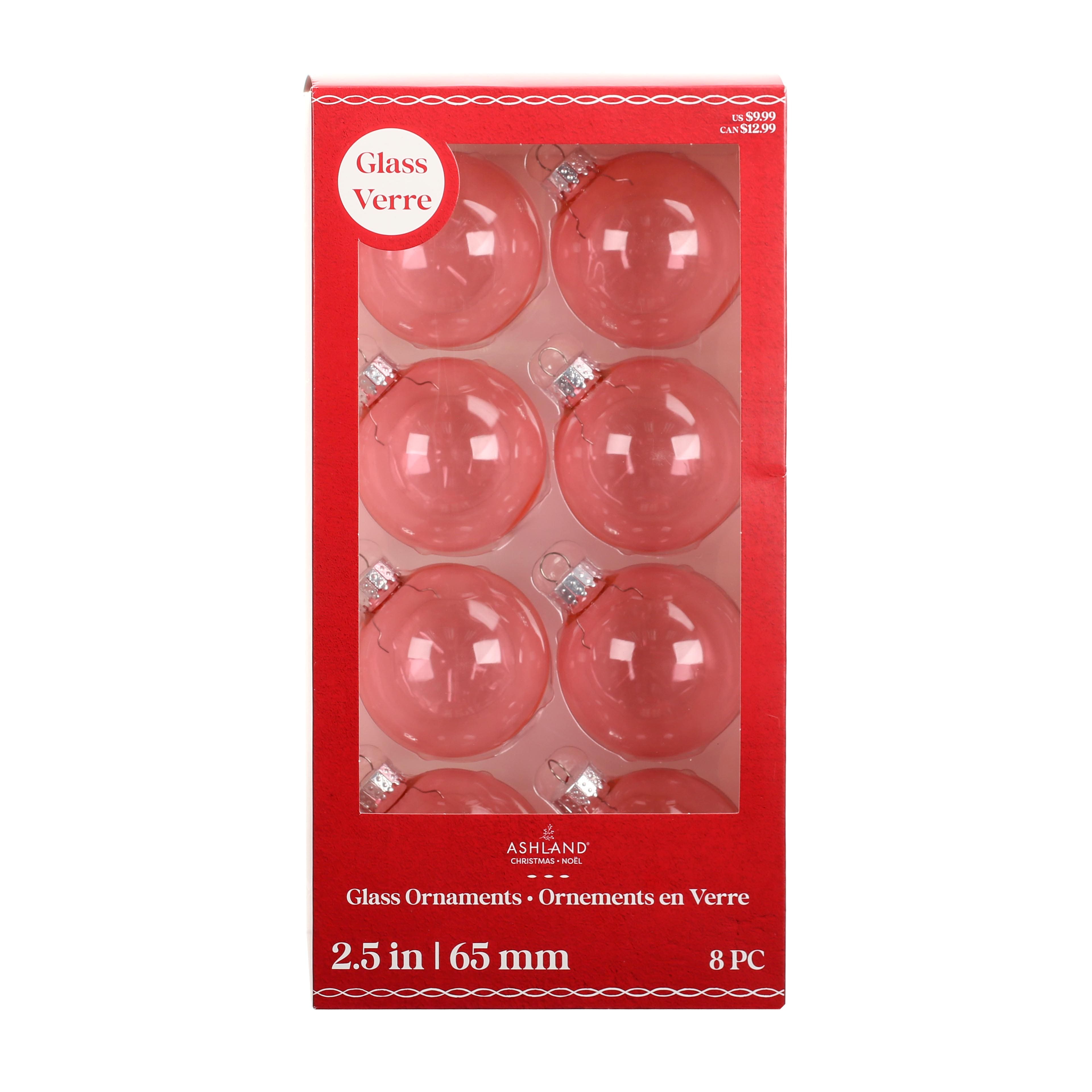 8 Pack 2.5&#x22; Clear Color Glass Ball Ornaments by Ashland&#xAE;