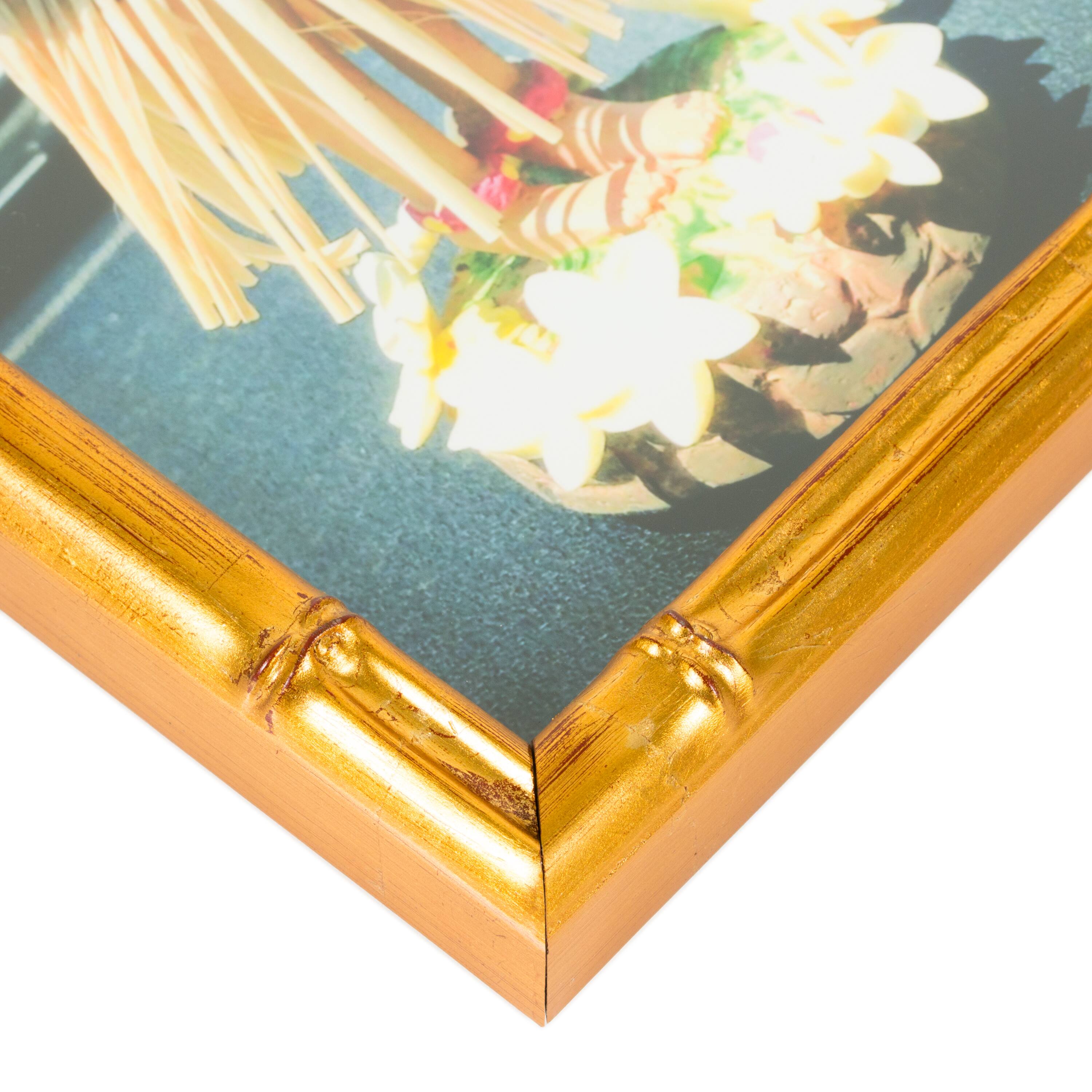 Craig Frames Vintage Bamboo Brushed Gold Picture Frame with Mat