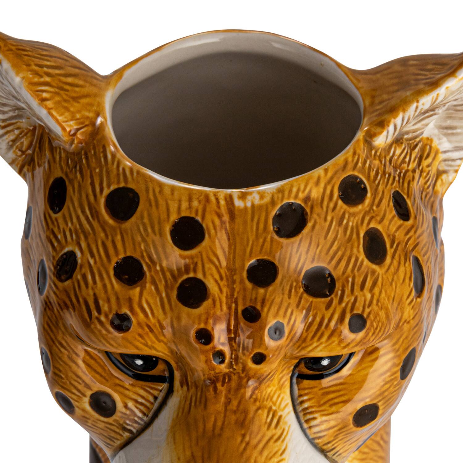 Hello Honey® 11" Multicolor Hand-Painted Decorative Stoneware Cheetah Vase