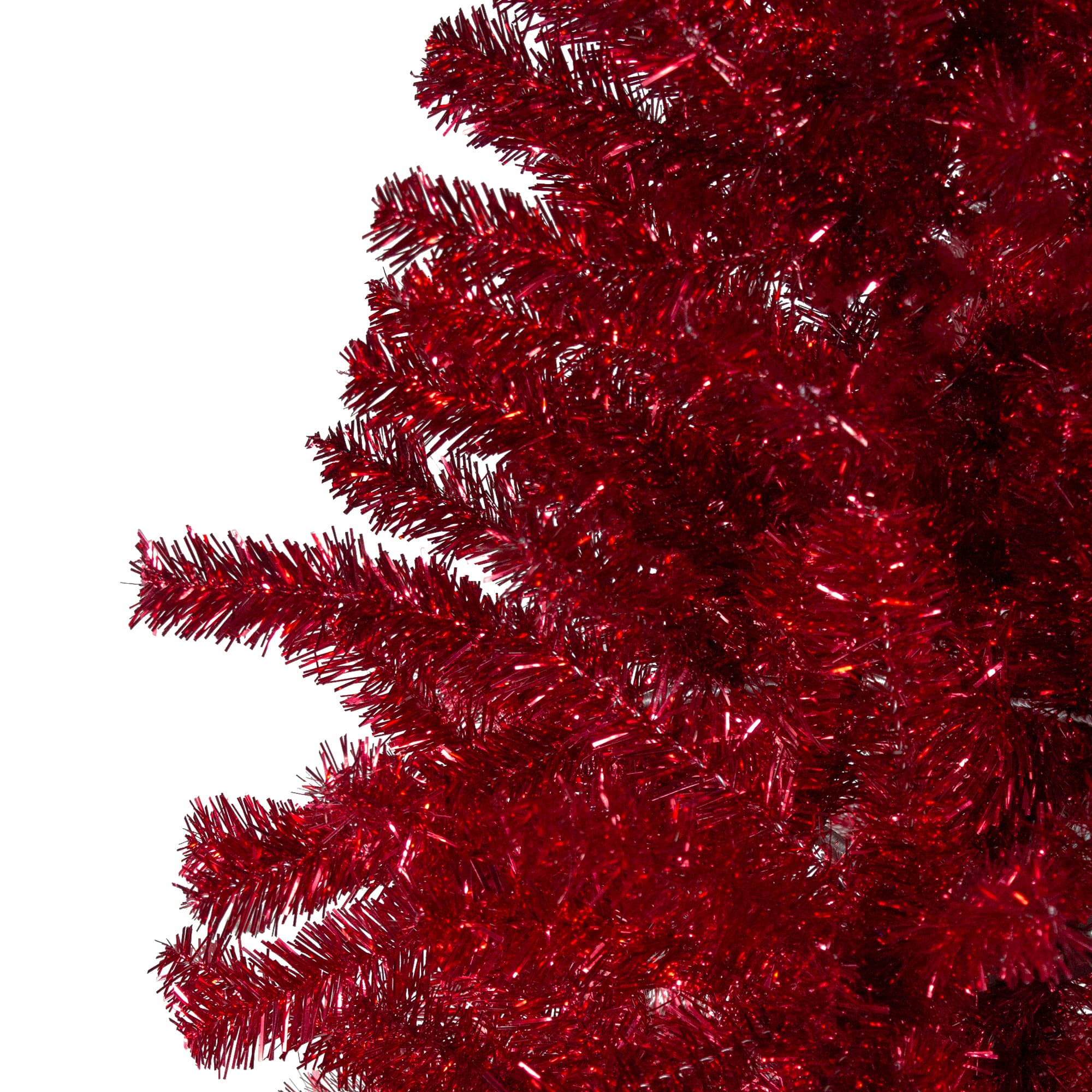 7ft. Unlit Metallic Red Tinsel Artificial Christmas Tree