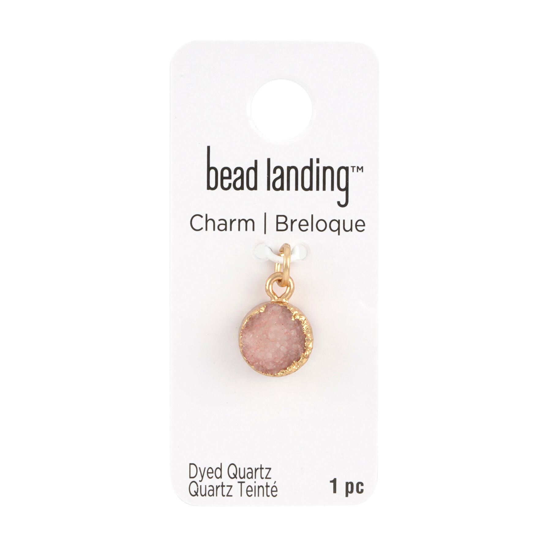12 Pack: Round Blush Dyed Quartz Charm by Bead Landing™