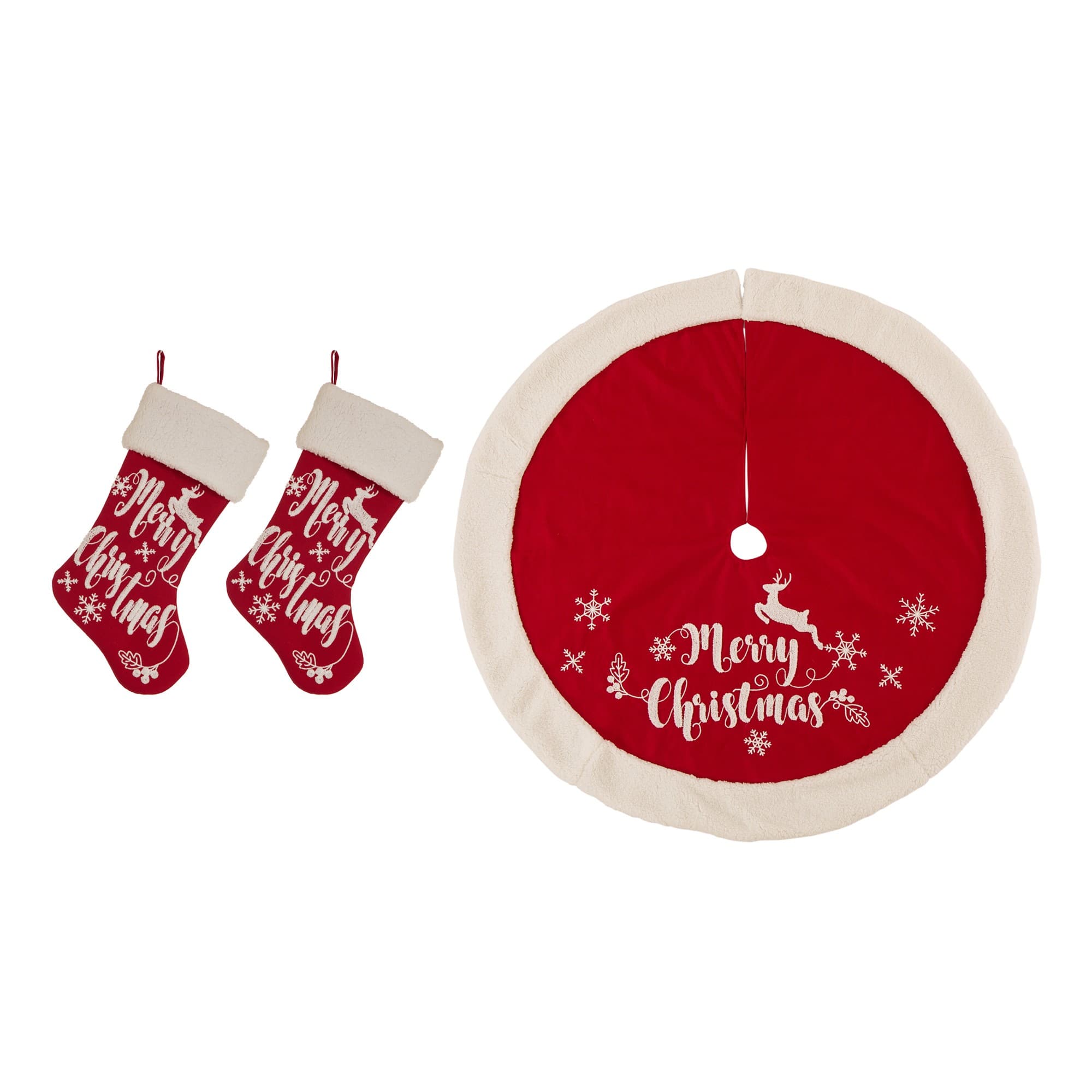 Glitzhome® Merry Christmas Tree Skirt & Stockings Set Michaels