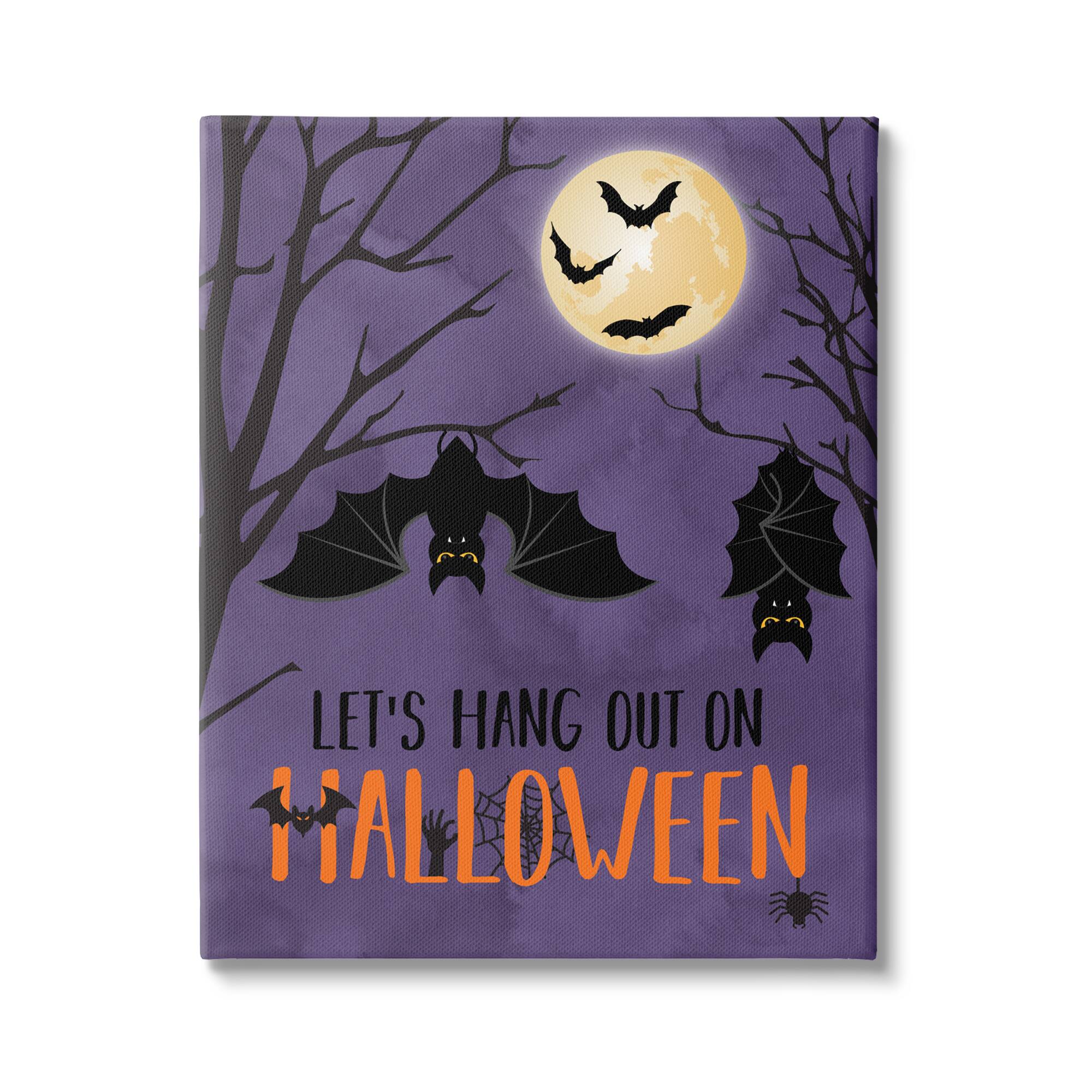 Stupell Industries Let's Hang Halloween Bats Canvas Wall Art