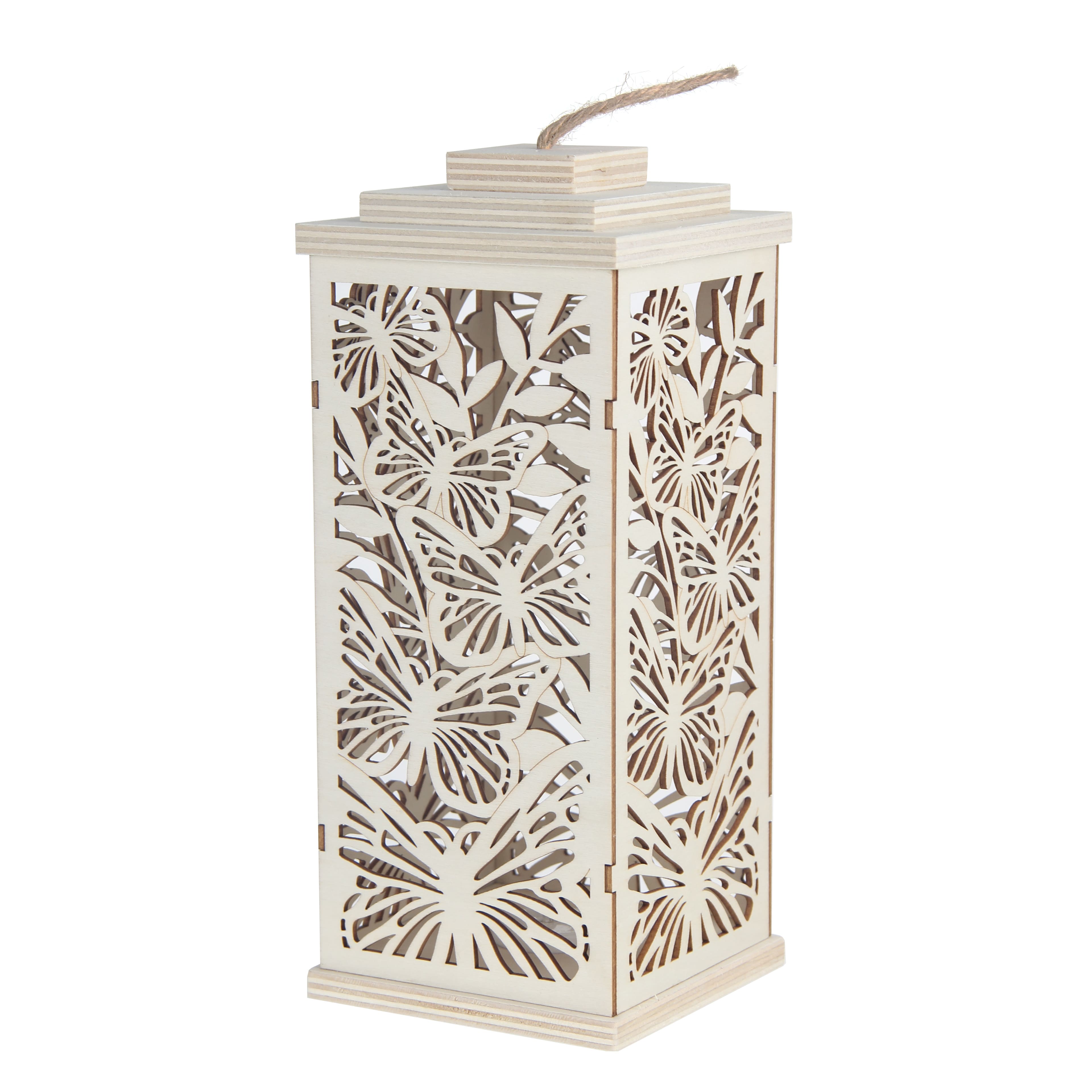 10&#x22; Butterfly DIY LED Wood Lantern D&#xE9;cor by Make Market&#xAE;
