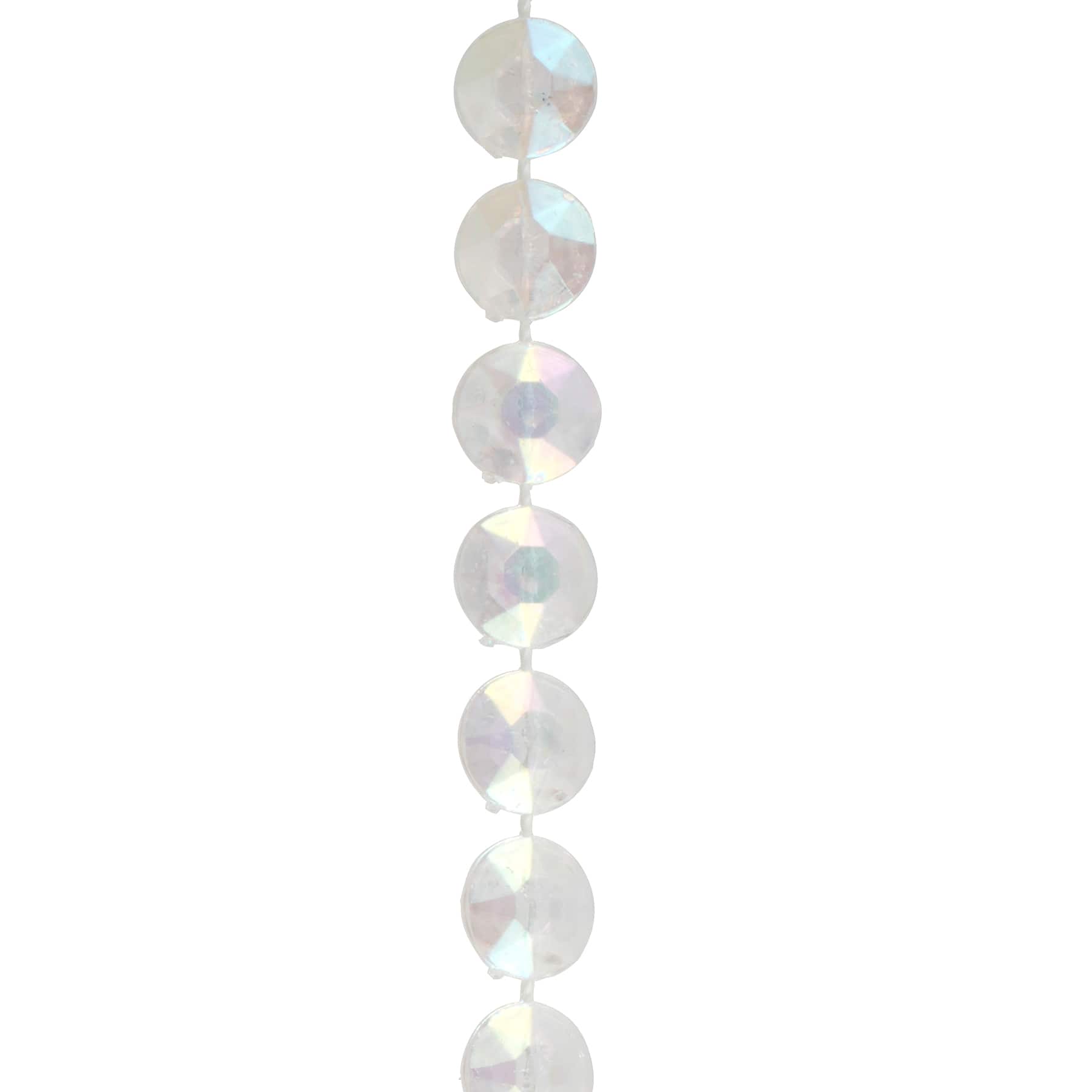 10mm Clear AB Faceted Disc Plastic Bead Garland, 50ft. by Bead Landing&#x2122;