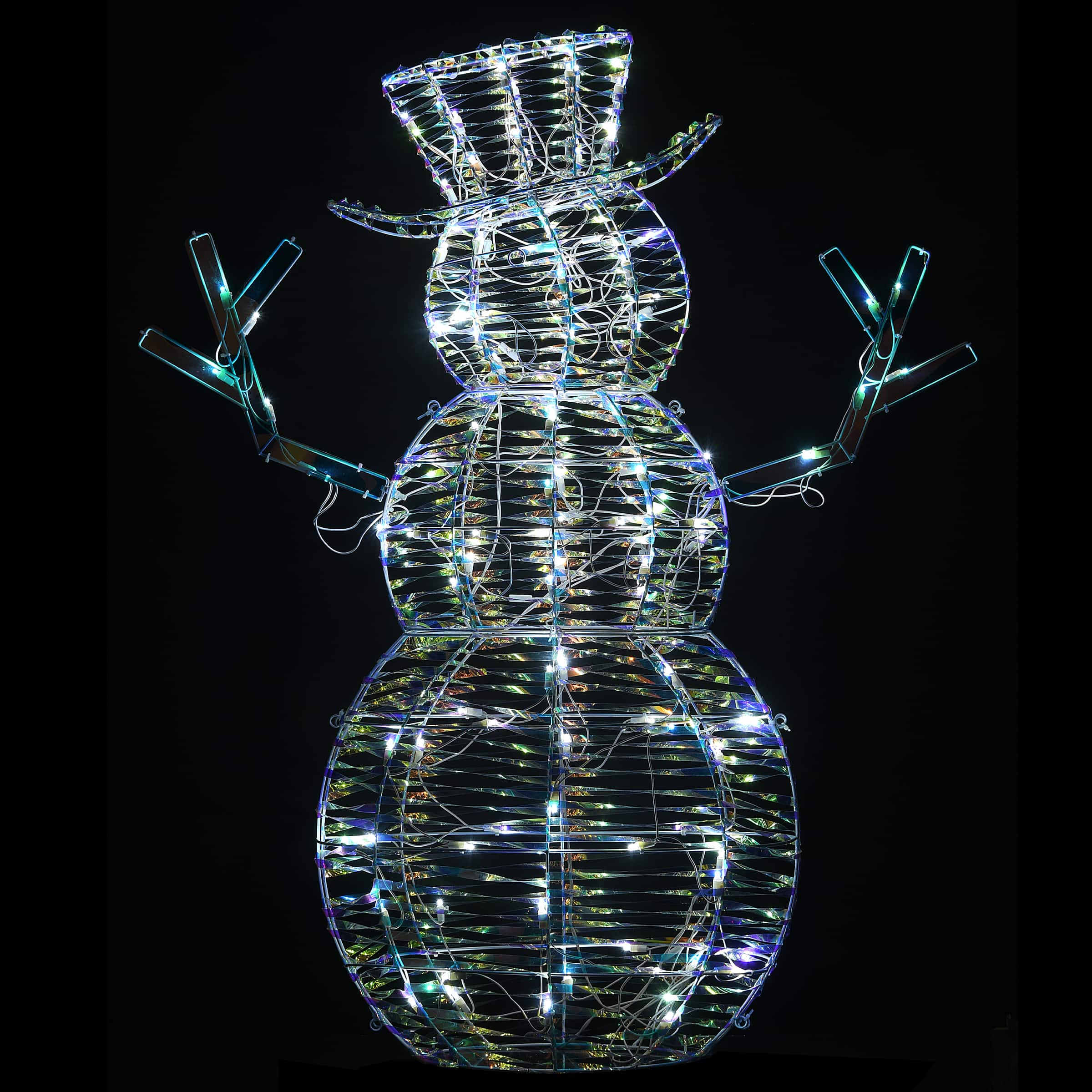 48" Pre-Lit Iridescent Snowman