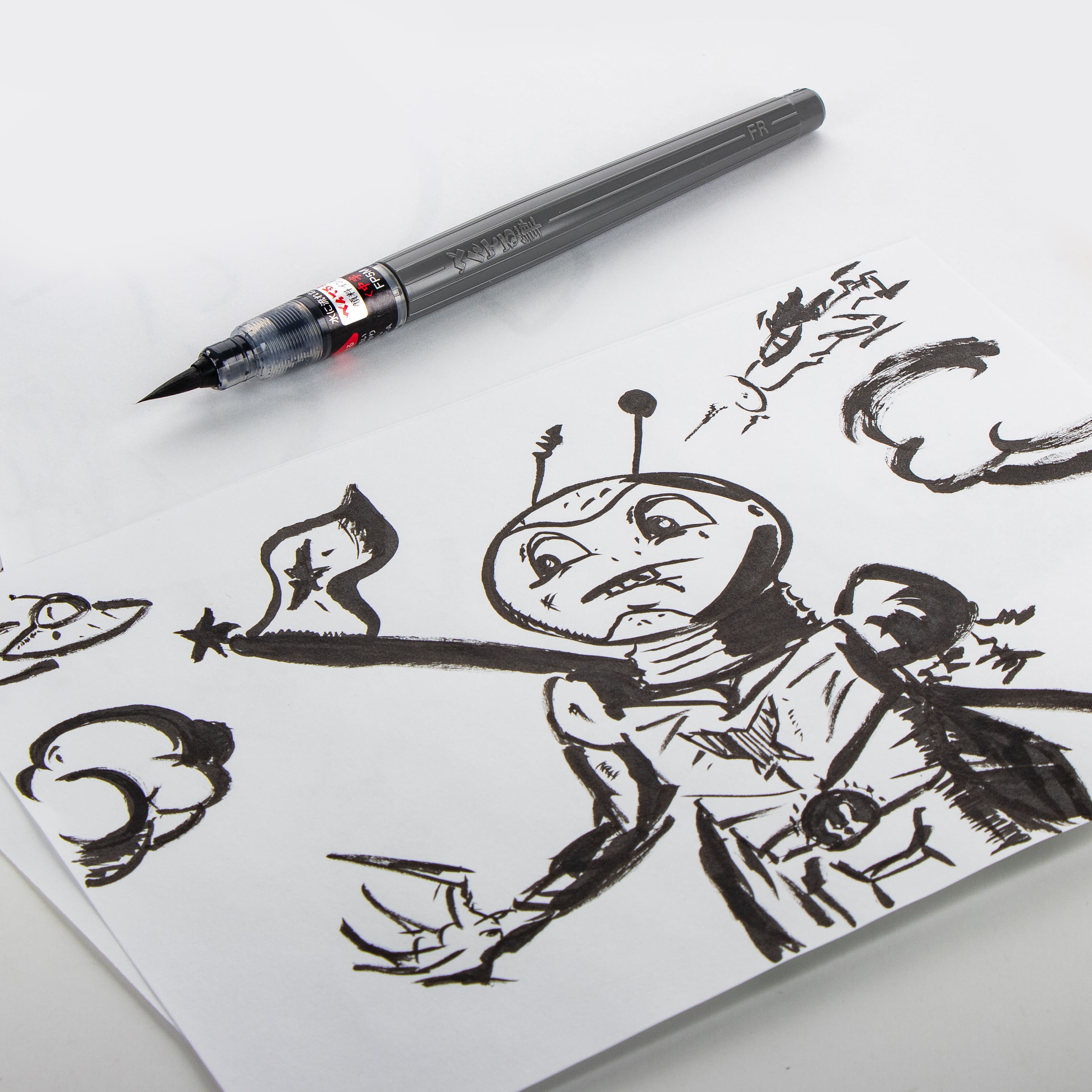 Stylo &#xE0; encre pigment&#xE9;e noire Color Brush de Pentel Arts