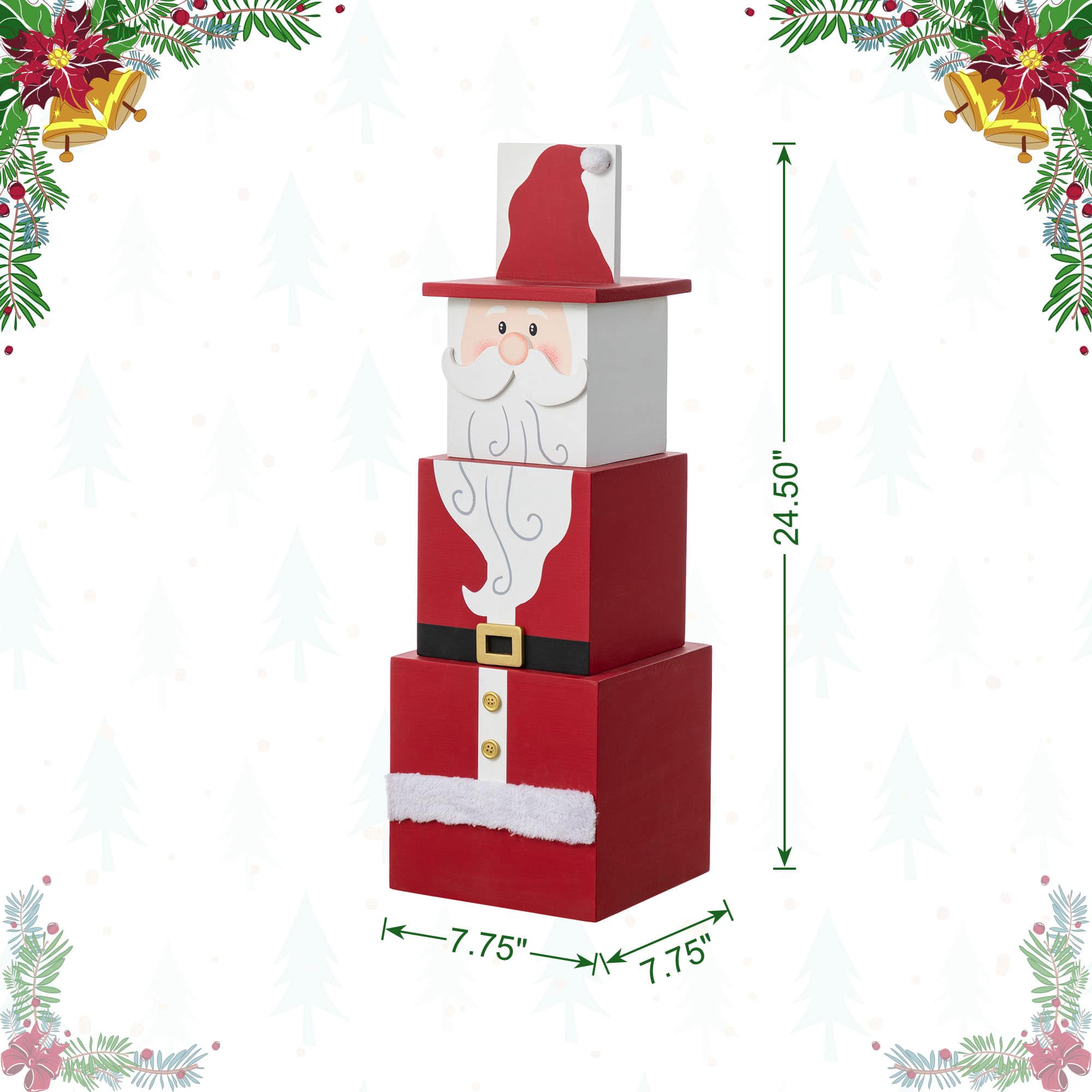 Glitzhome&#xAE; 24.5&#x22; Christmas Wood Santa and Nutcracker Reversible Boxed Porch Decor
