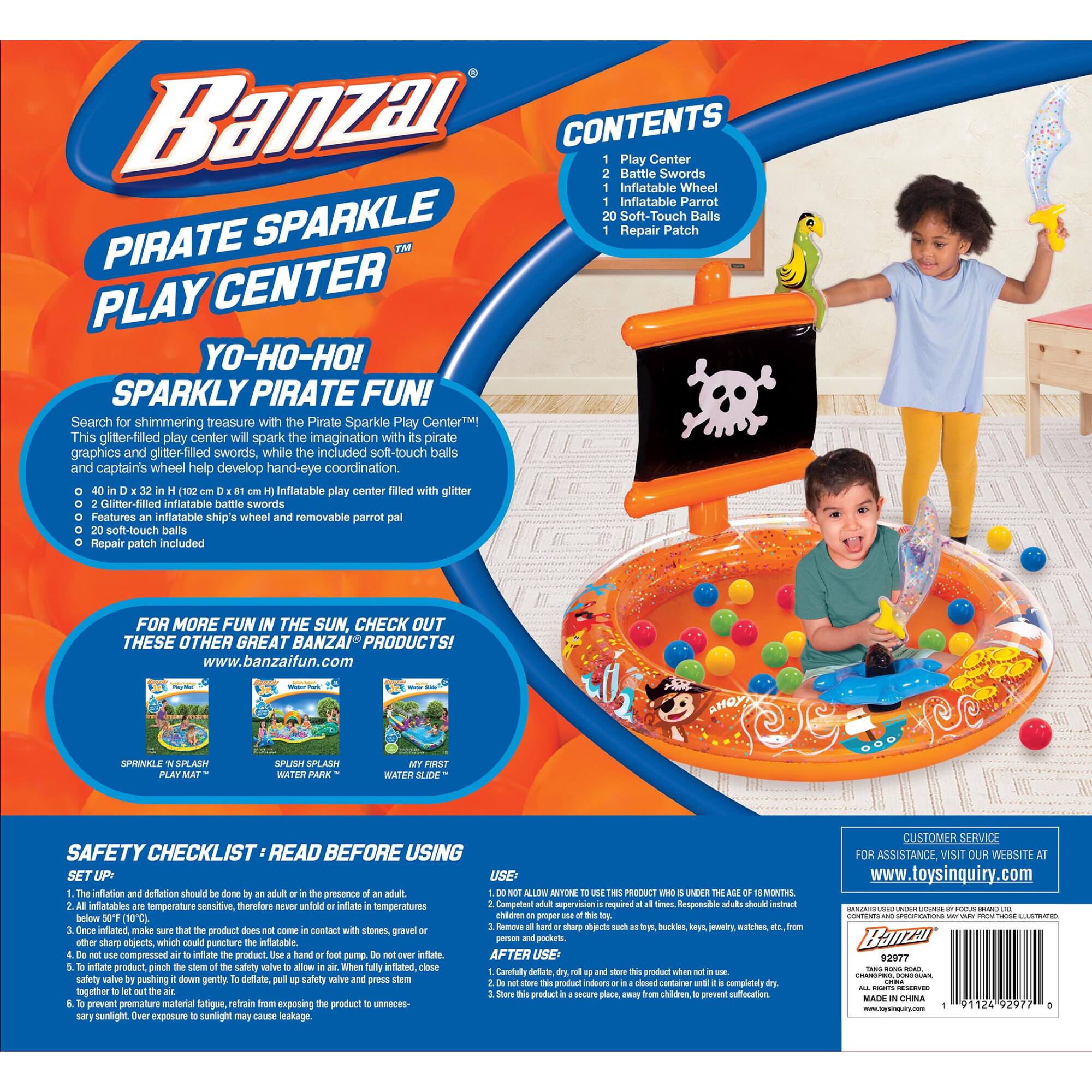 Banzai Pirate Sparkle Play Center Ball Pit With 20 Balls