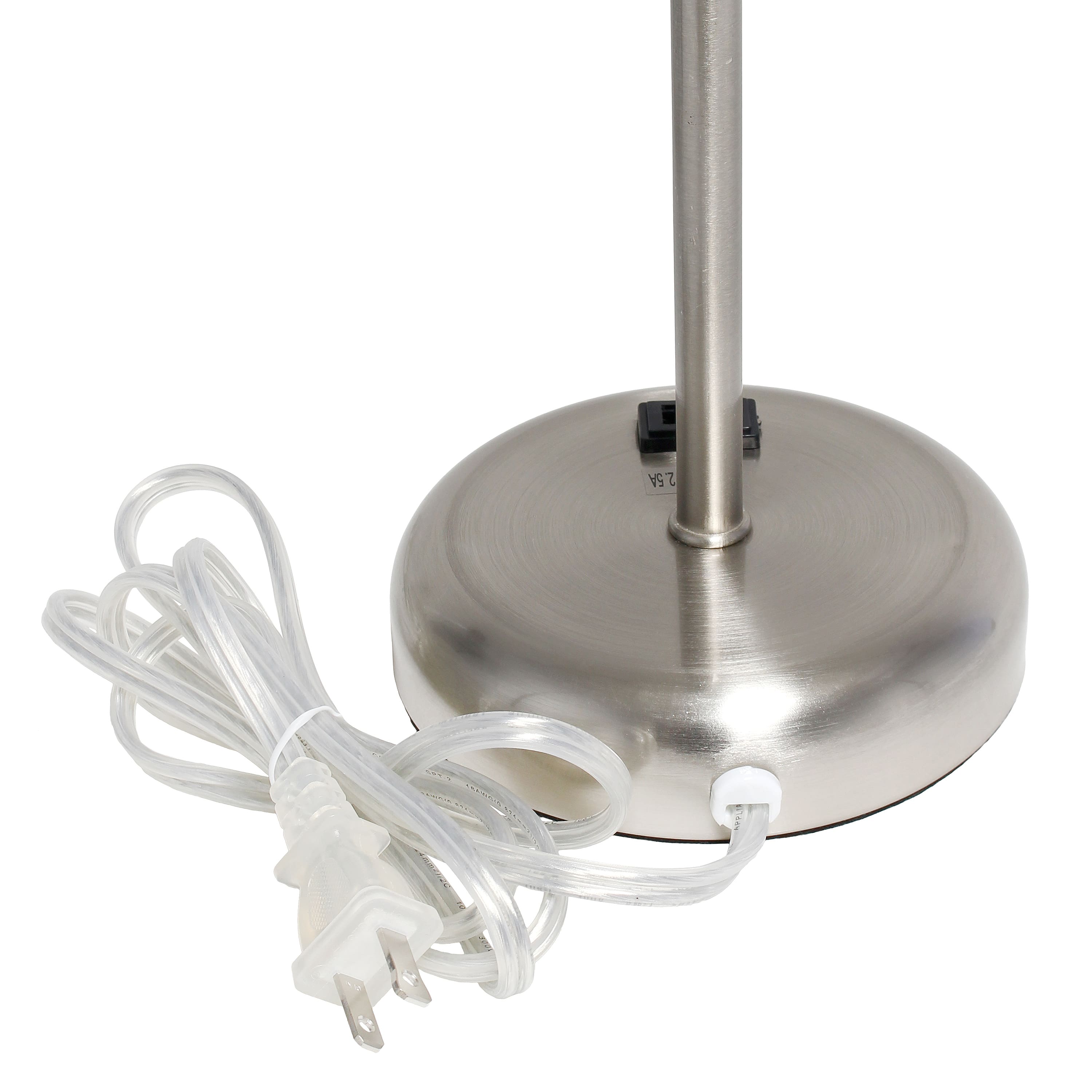 LimeLights 19.5" Brushed Steel Base Lamps with Charging Outlets, 2ct.