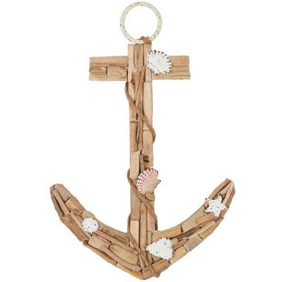 Natural Driftwood Inspired Anchor Wall Decoration with Shells | Michaels