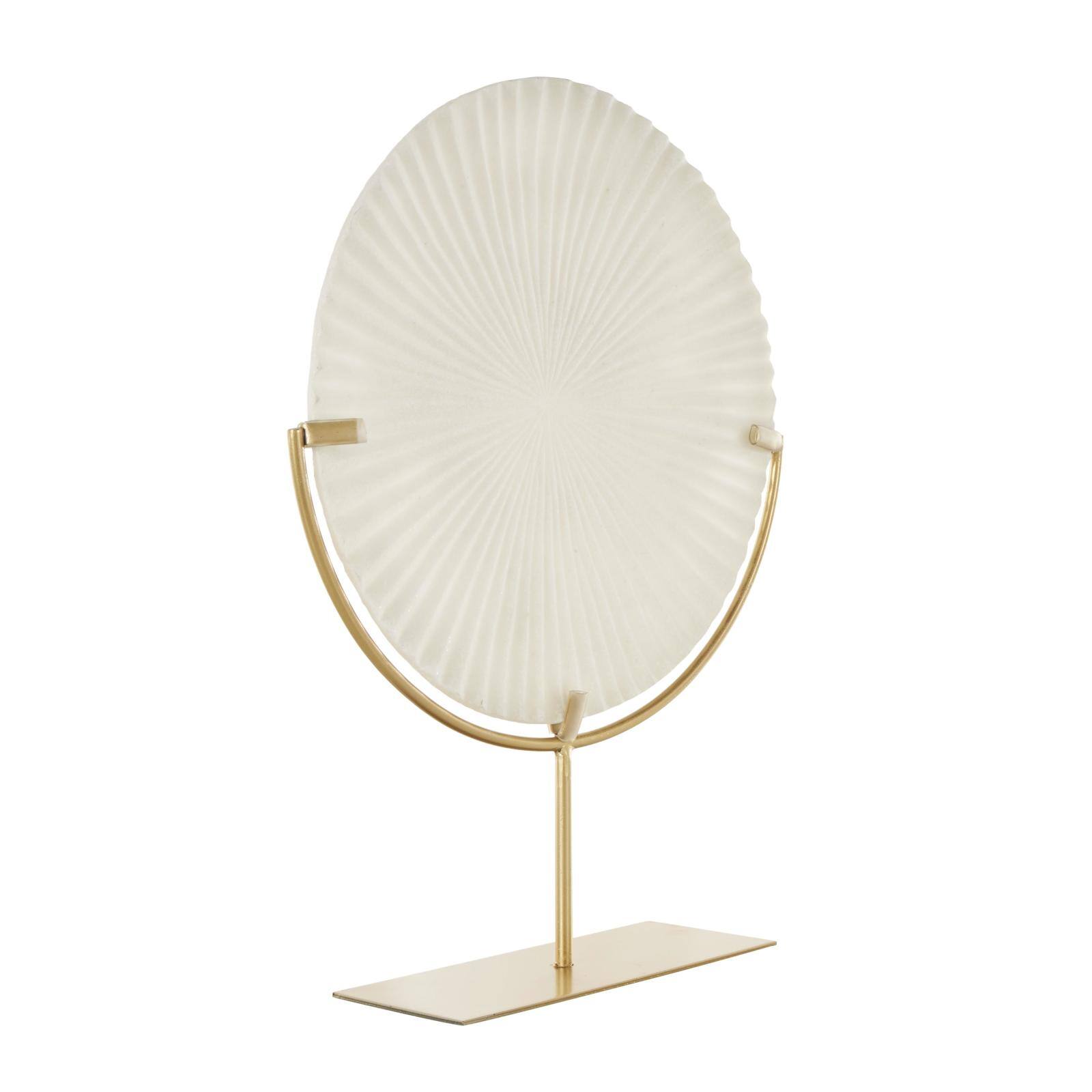 19" Cream & Gold Circle Disk Decorative Sculpture