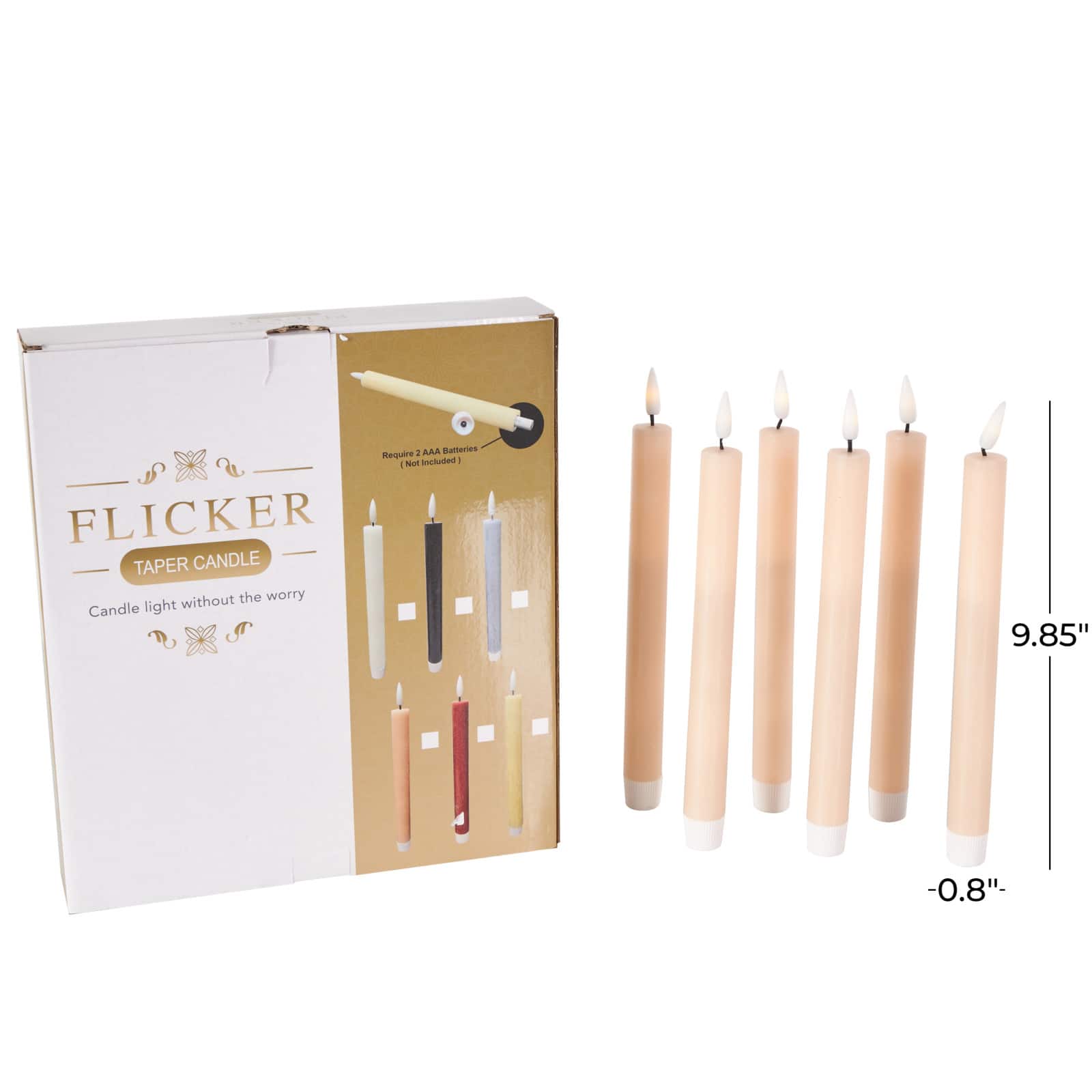 10" Flameless Wax Candles with Remote Control, 6ct.