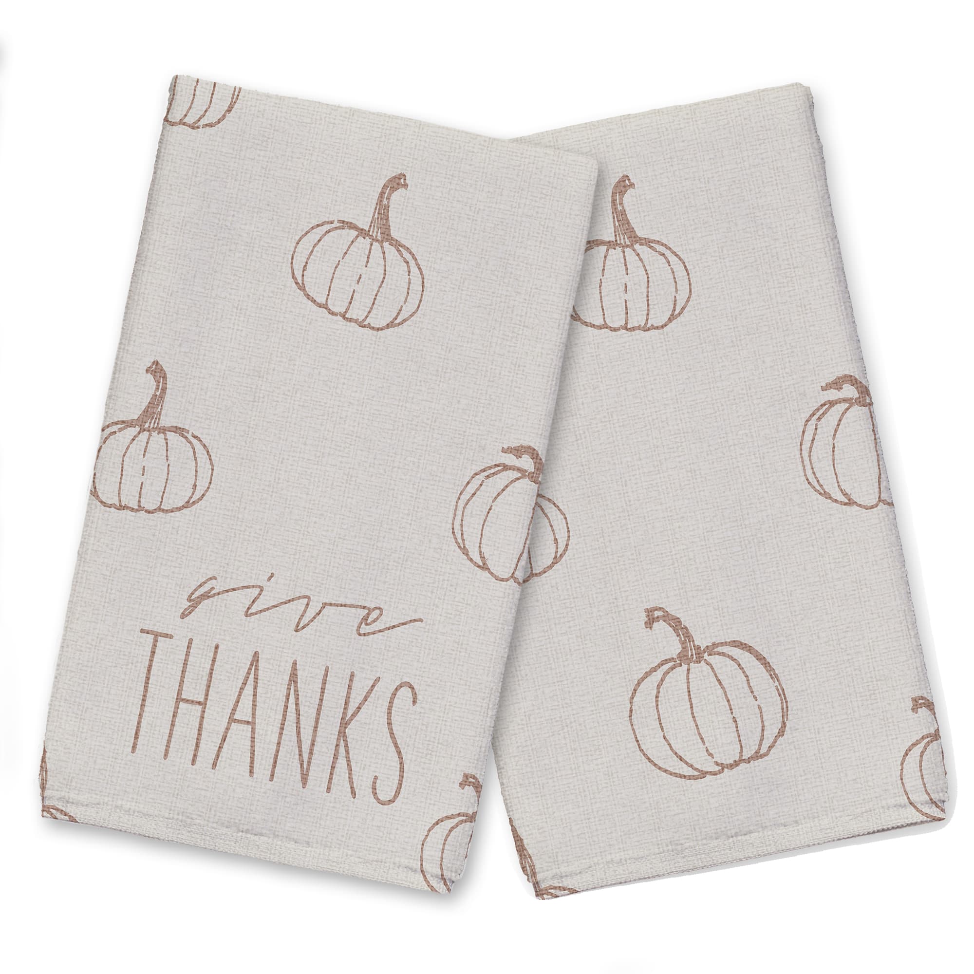 Give Thanks Orange Pumpkin Tea Towel Set