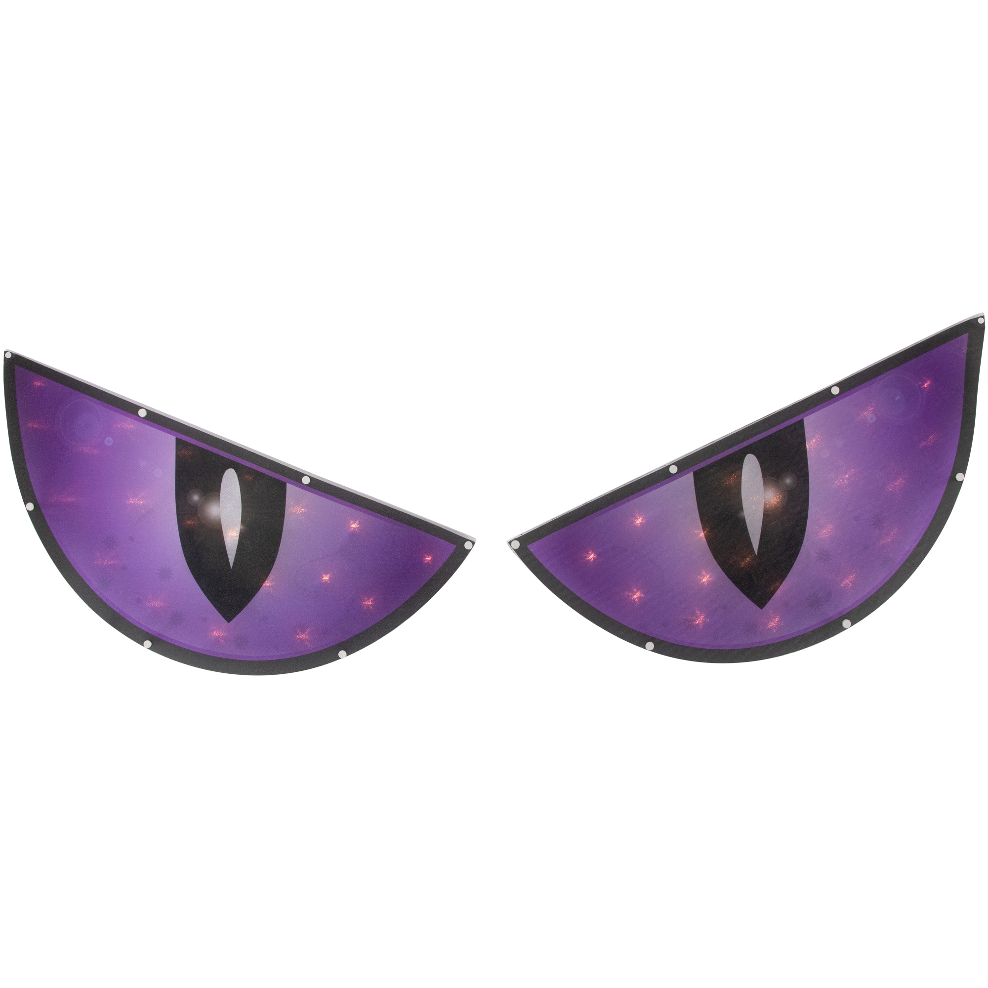 42&#x22; Lighted Purple &#x26; Black Eyes Halloween Window Silhouette Decoration